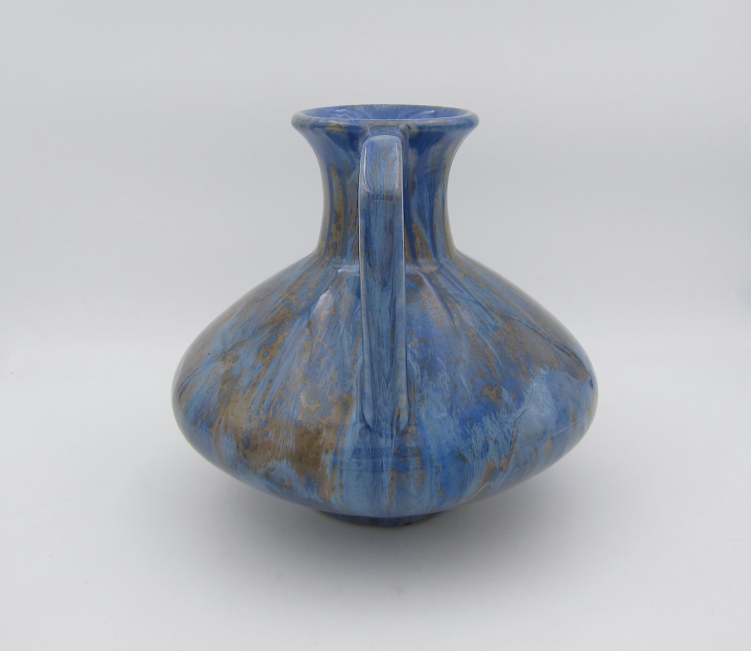 French Pierrefonds Vase with Blue Crystalline Glaze In Good Condition In Los Angeles, CA