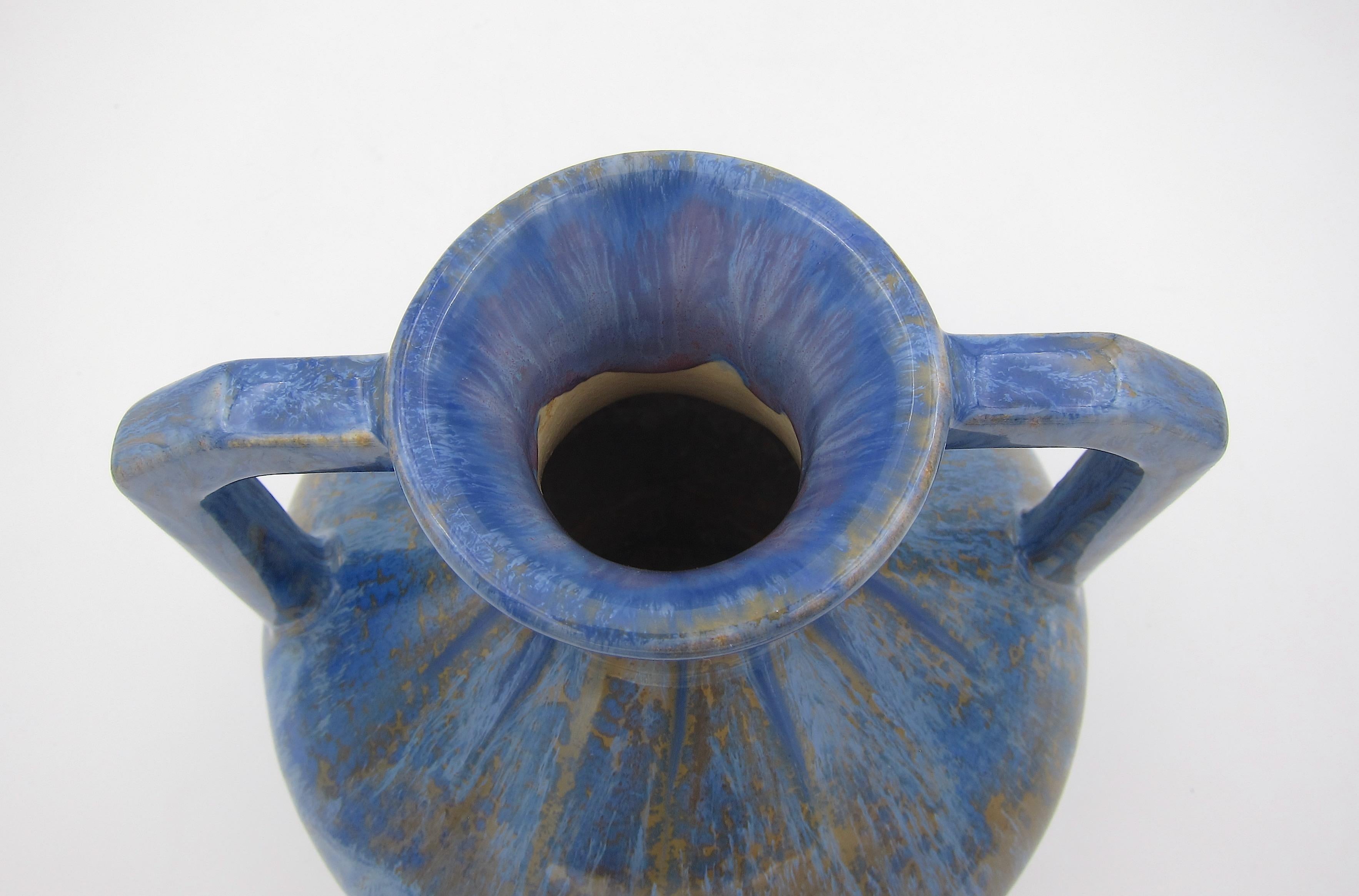 French Pierrefonds Vase with Blue Crystalline Glaze 1