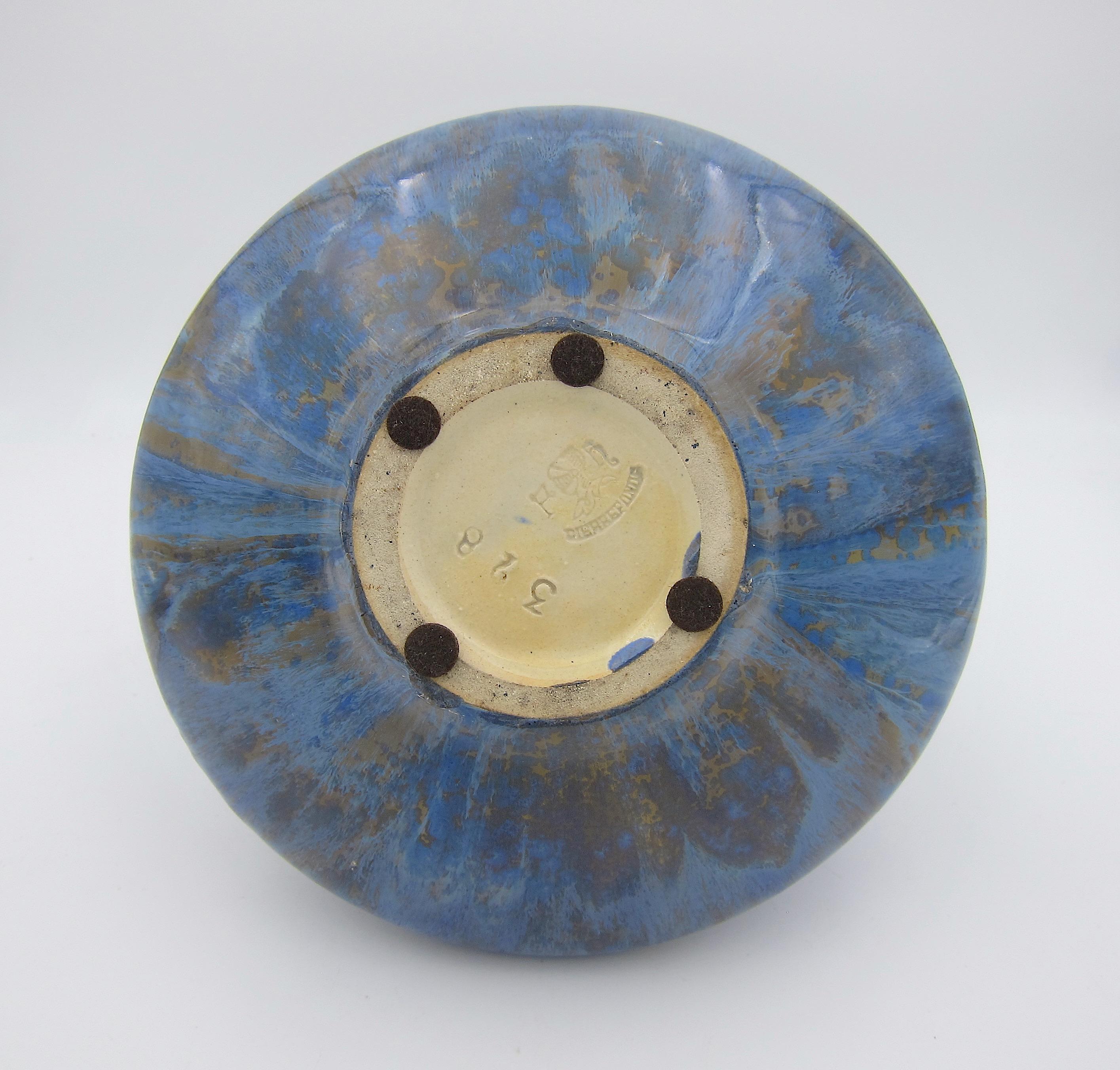 French Pierrefonds Vase with Blue Crystalline Glaze 2