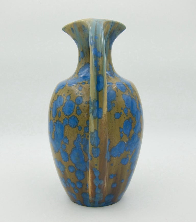 French Pierrefonds Art Pottery Vase with Blue Crystalline Glaze at 1stDibs