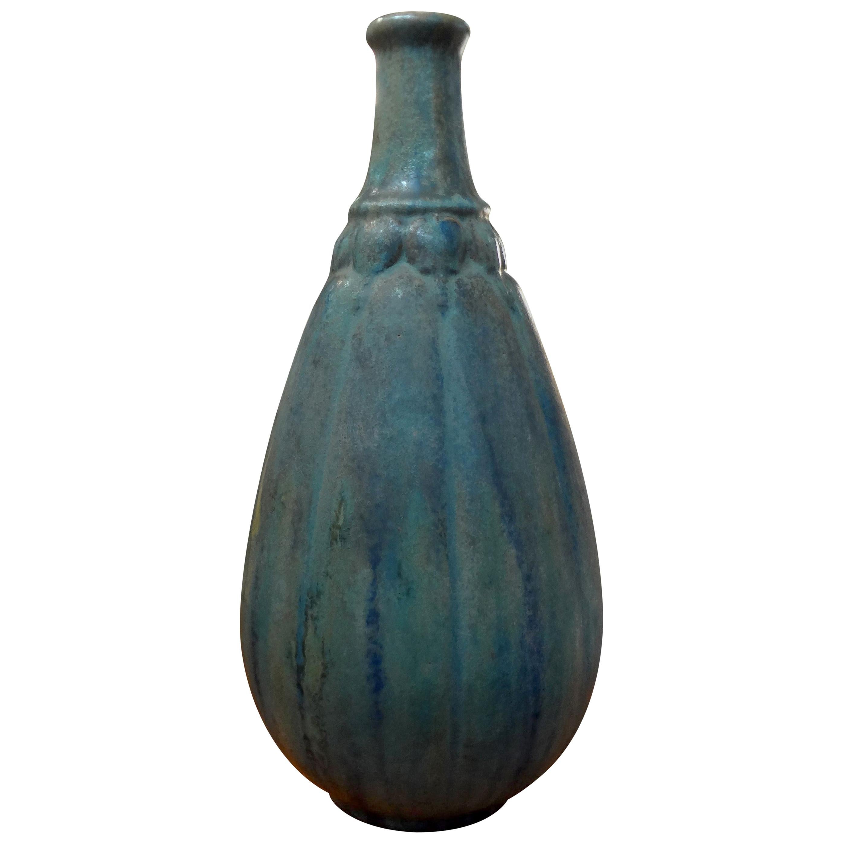 French Pierrefonds Glazed Pottery Vase, circa 1920