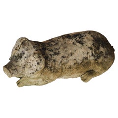 Vintage French Pig Garden Statue