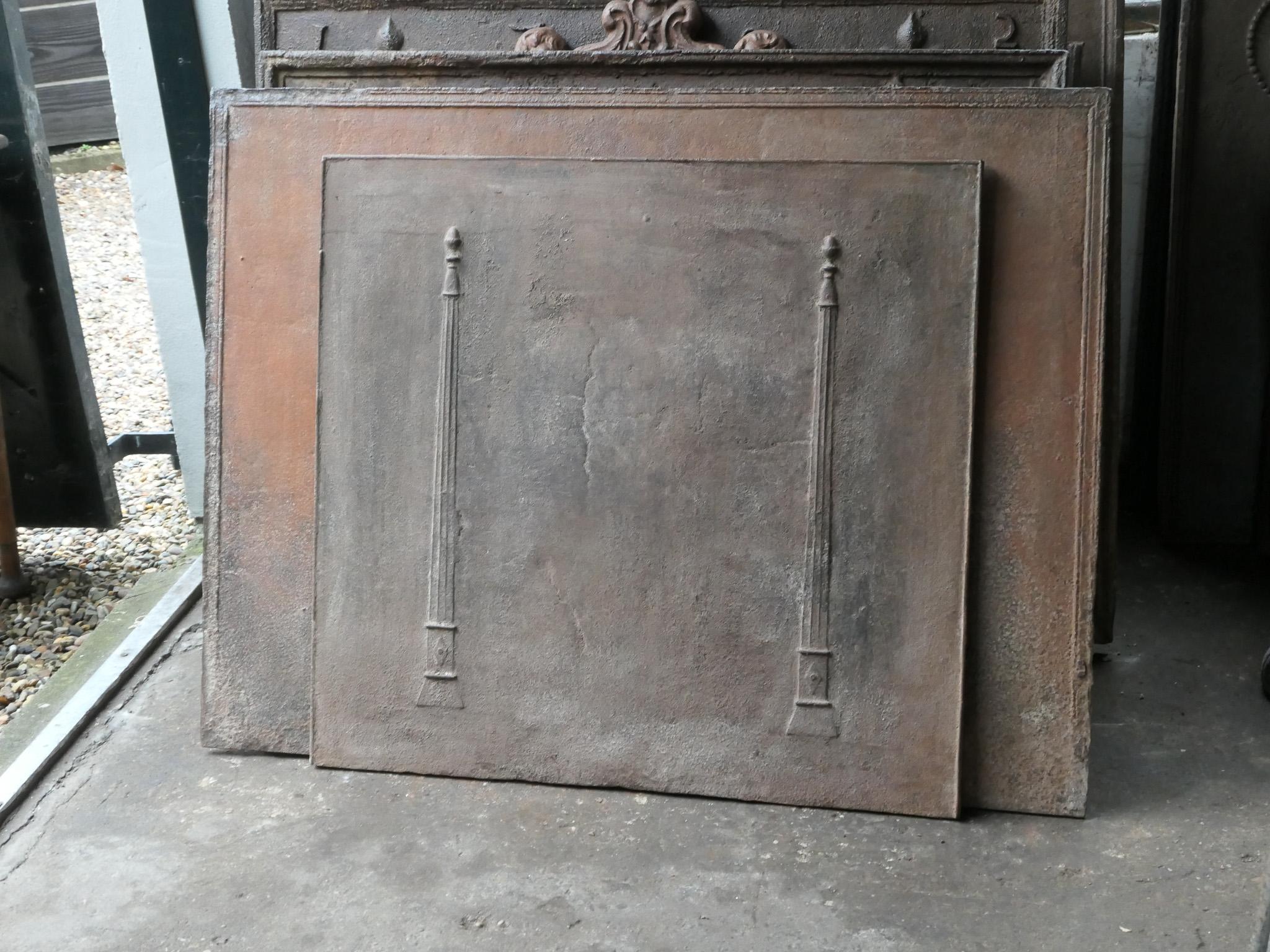 Neoclassical Antique French 'Pillars of Freedom' Fireback / Backsplash, 18th - 19th Century For Sale