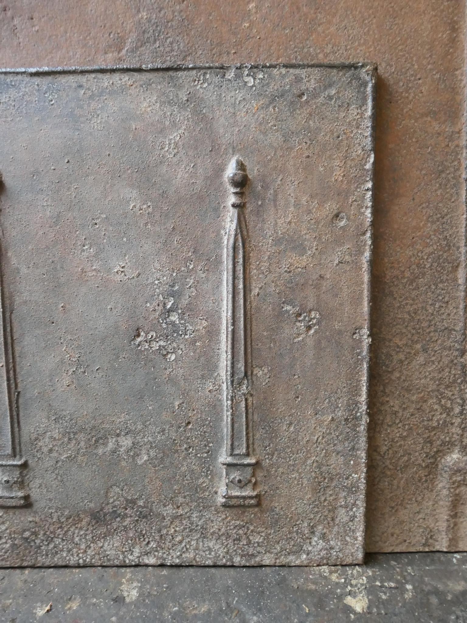 Iron Antique French 'Pillars of Freedom' Fireback / Backsplash, 18th -19th Century For Sale