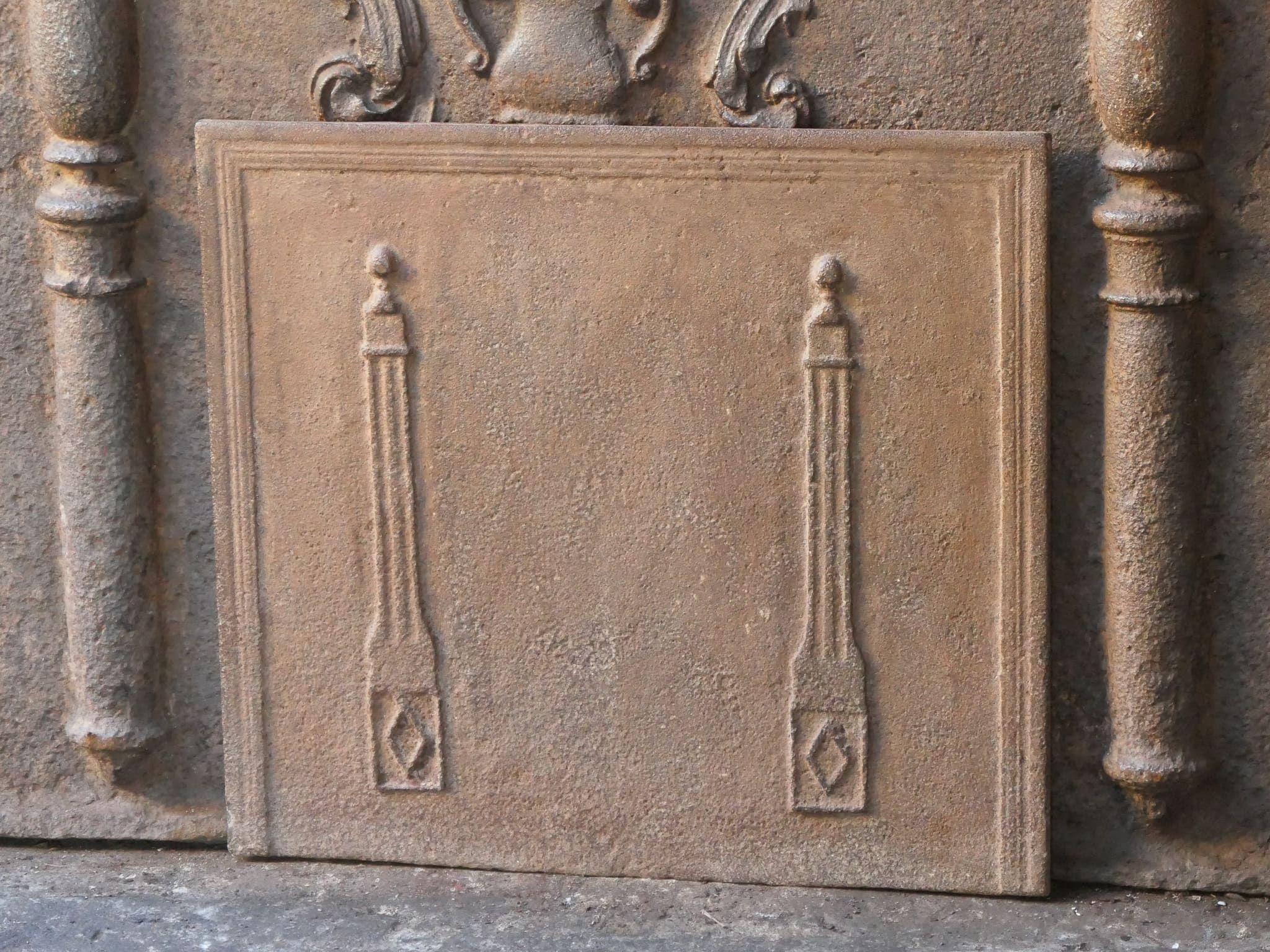 Neoclassical French 'Pillars of Freedom' Fireback / Backsplash, 18th - 19th C. For Sale