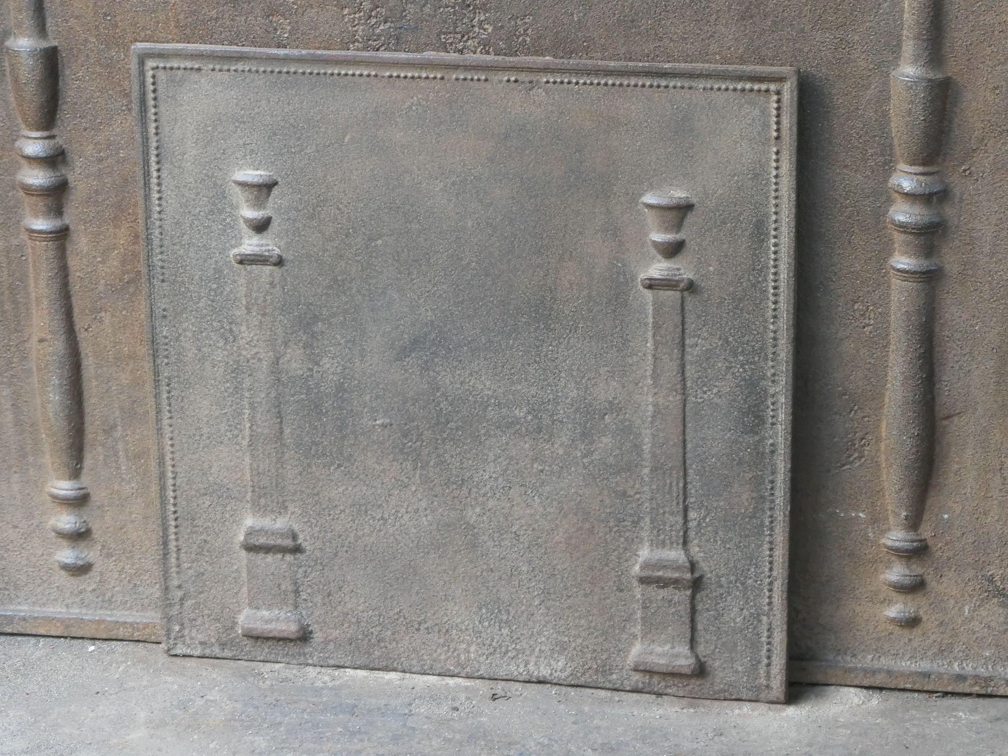 Neoclassical French 'Pillars of Freedom' Fireback / Backsplash, 18th - 19th C For Sale