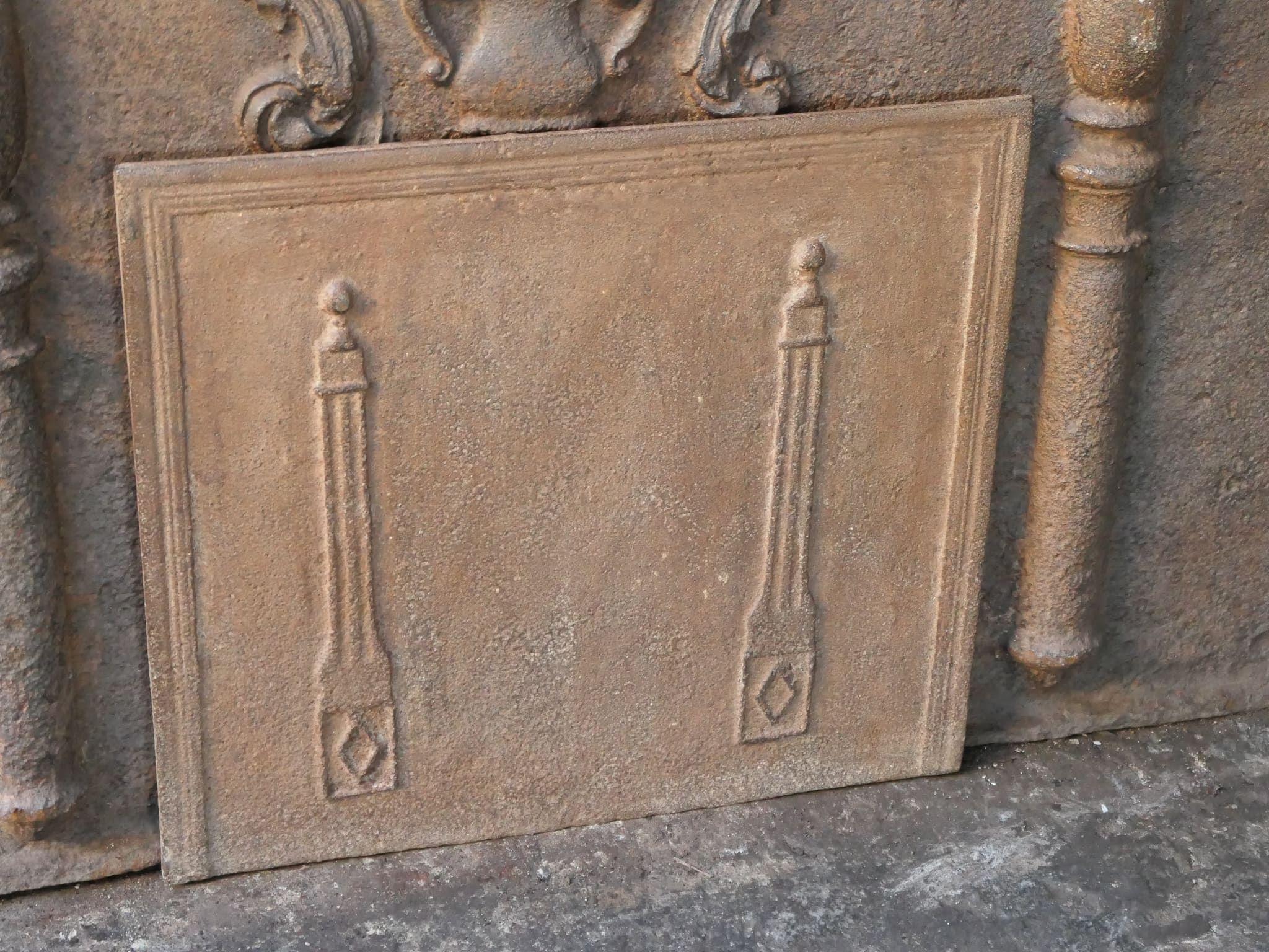 Cast French 'Pillars of Freedom' Fireback / Backsplash, 18th - 19th C. For Sale