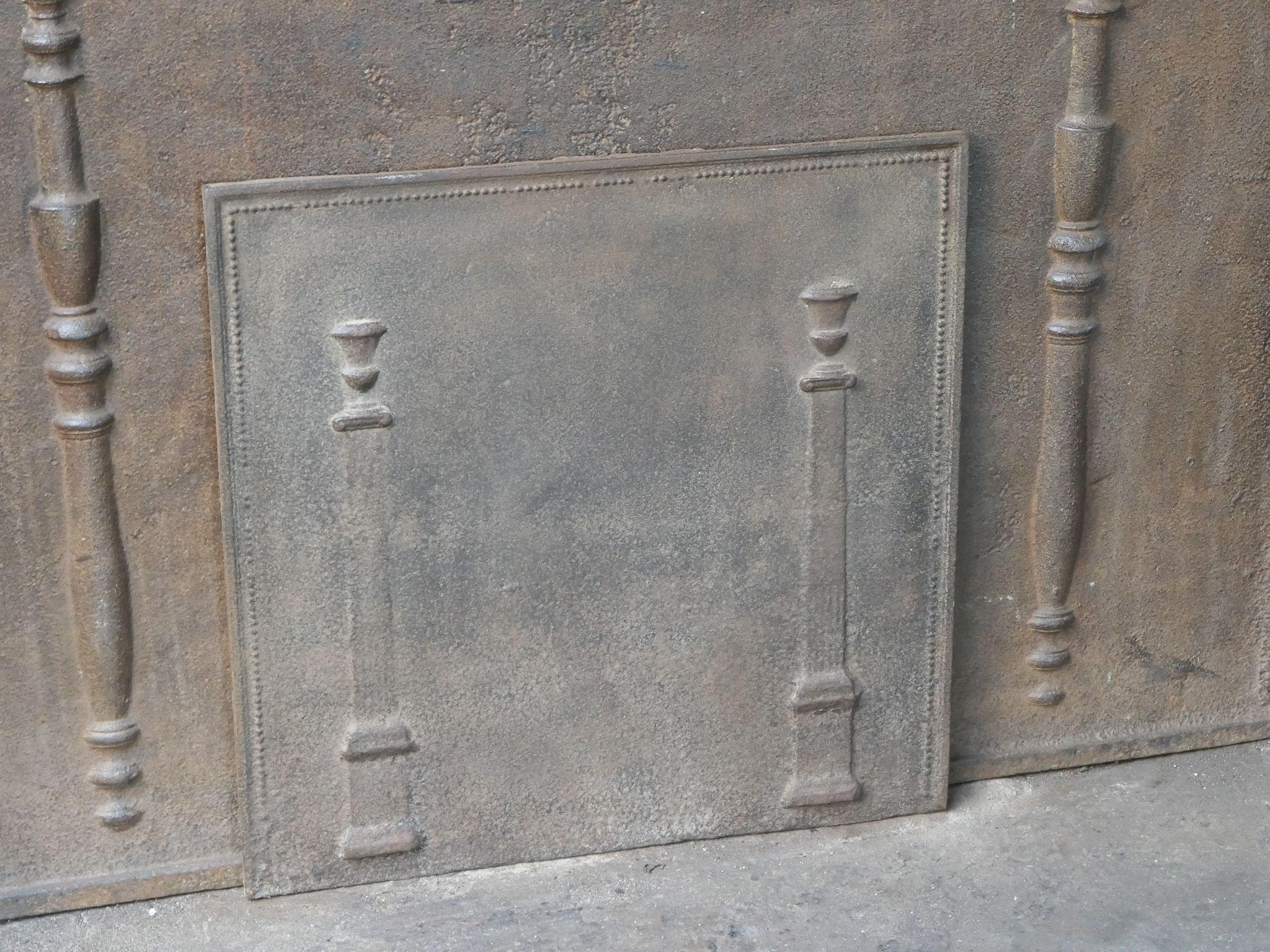Cast French 'Pillars of Freedom' Fireback / Backsplash, 18th - 19th C For Sale