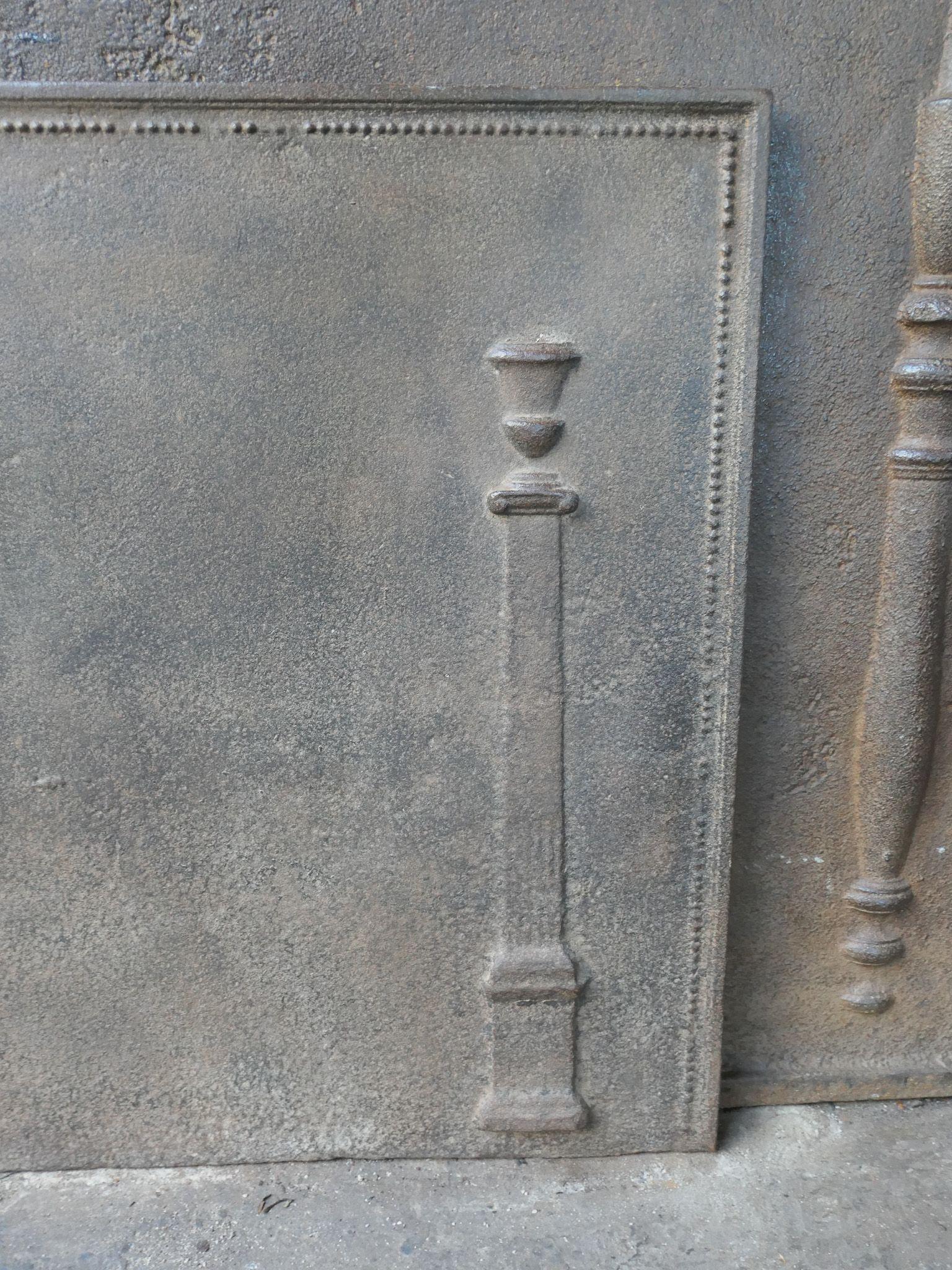 Iron French 'Pillars of Freedom' Fireback / Backsplash, 18th - 19th C For Sale