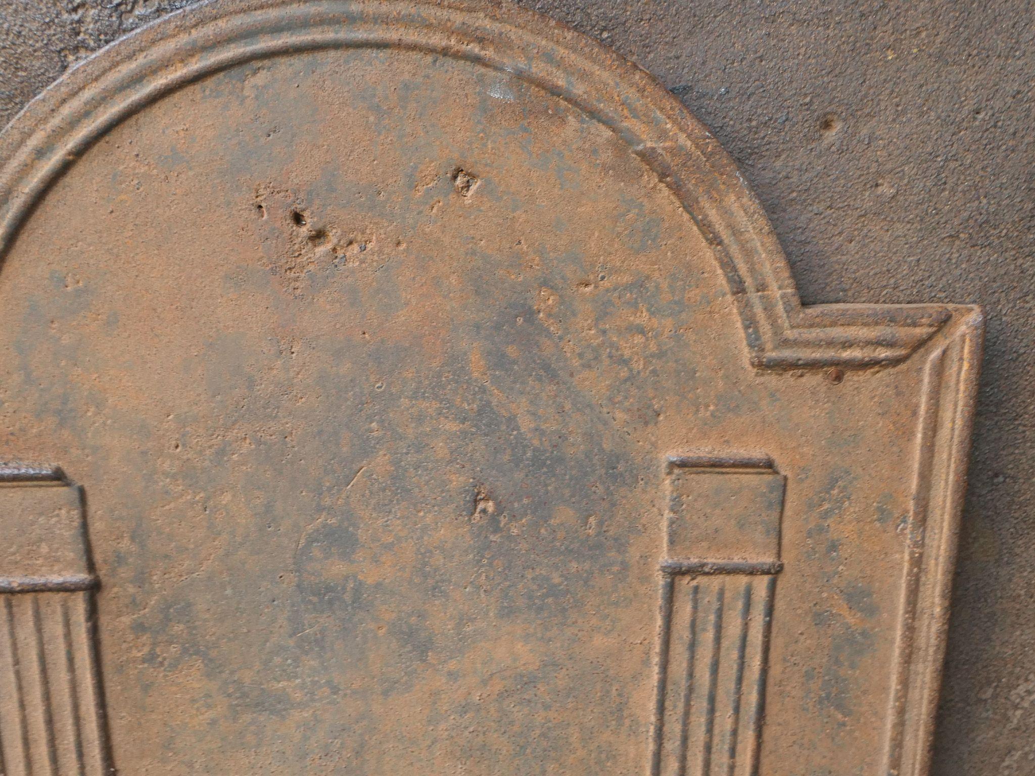 Iron French 'Pillars of Freedom' Fireback / Backsplash, 18th - 19th C For Sale