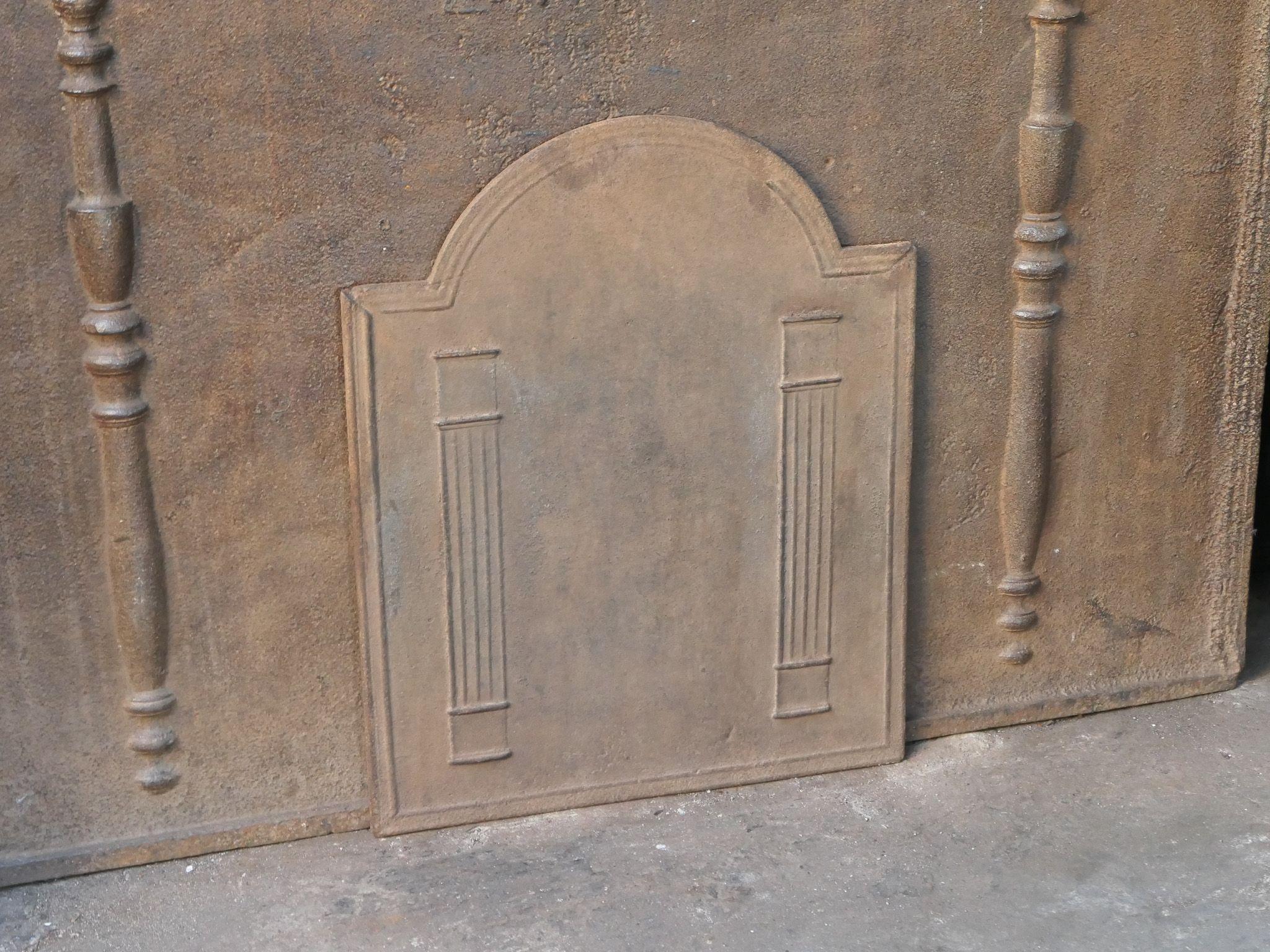 Iron French 'Pillars of Freedom' Fireback / Backsplash, 18th - 19th C., Neoclassical For Sale