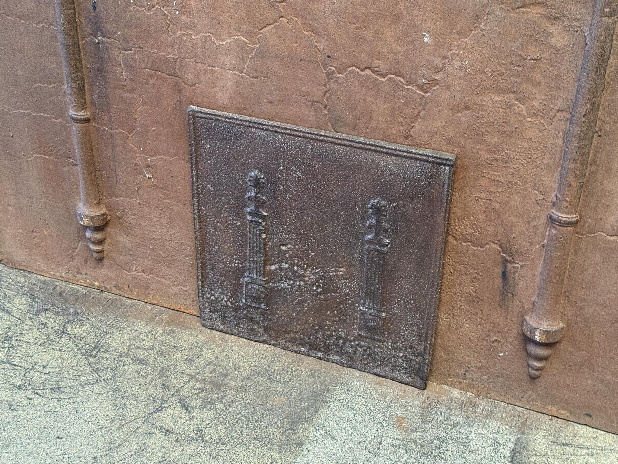 Cast French 'Pillars of Freedom' Fireback / Backsplash, 18th - 19th C, Neoclassical P For Sale