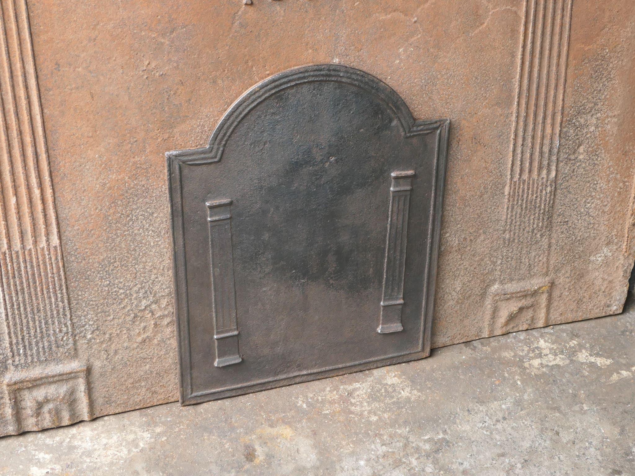 Iron French 'Pillars of Freedom' Fireback / Backsplash, 18th - 19th C. Neoclassical P For Sale
