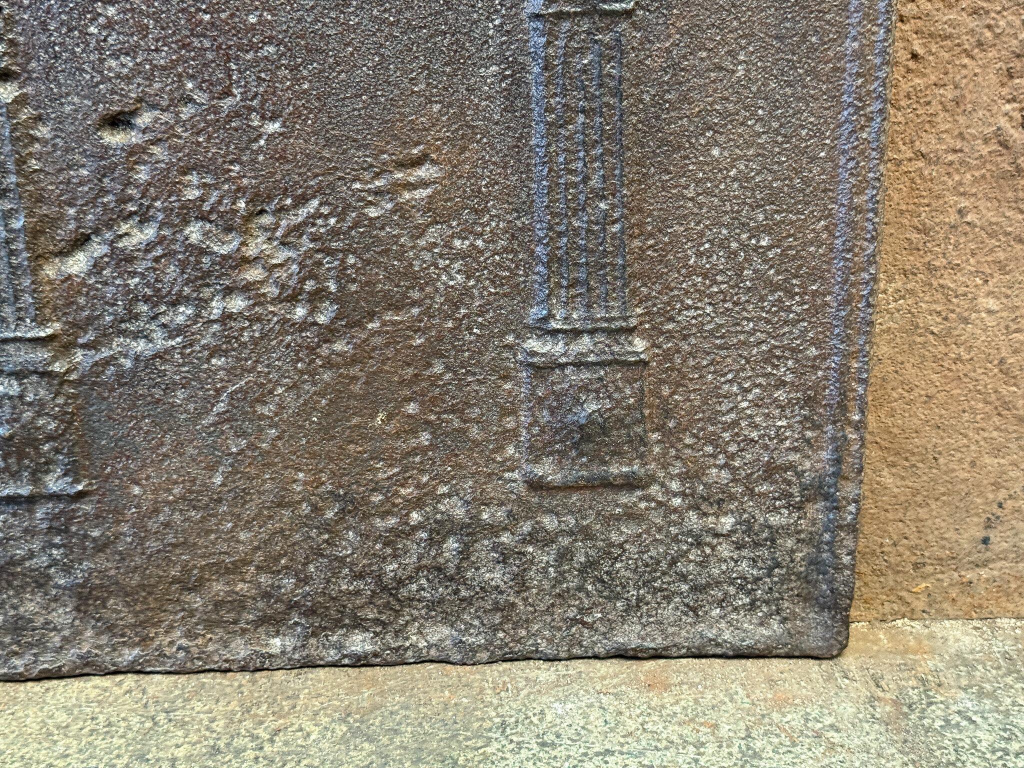 French 'Pillars of Freedom' Fireback / Backsplash, 18th - 19th C, Neoclassical P For Sale 1