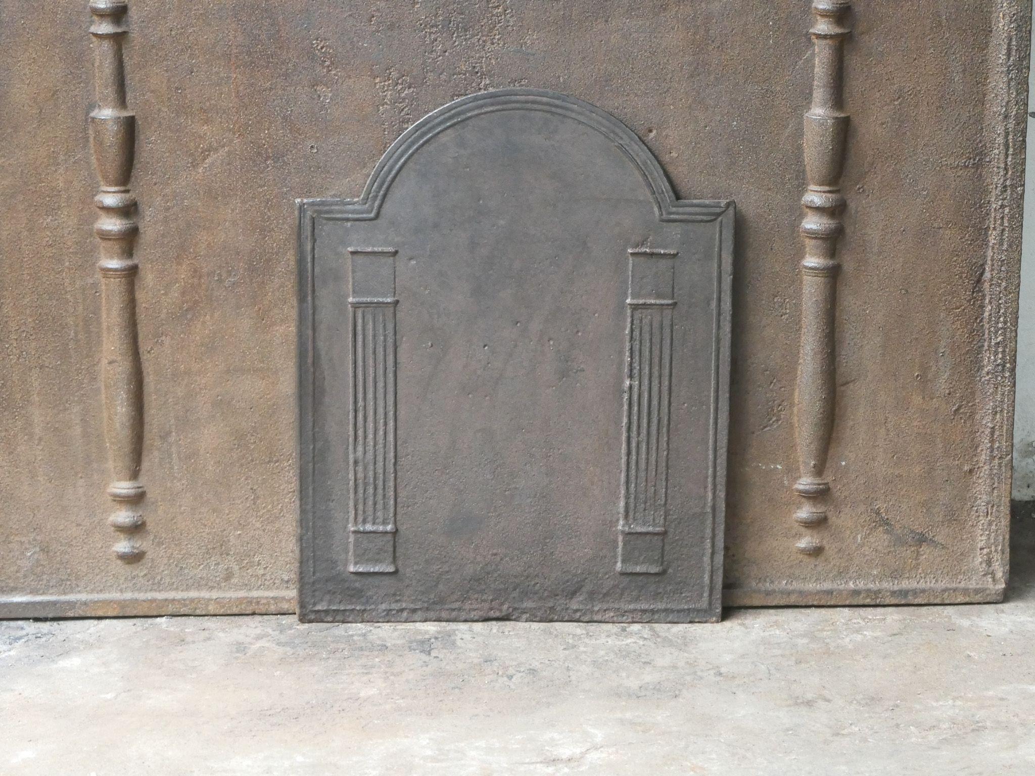Neoclassical French 'Pillars of Freedom' Fireback / Backsplash, Early 19th Century For Sale
