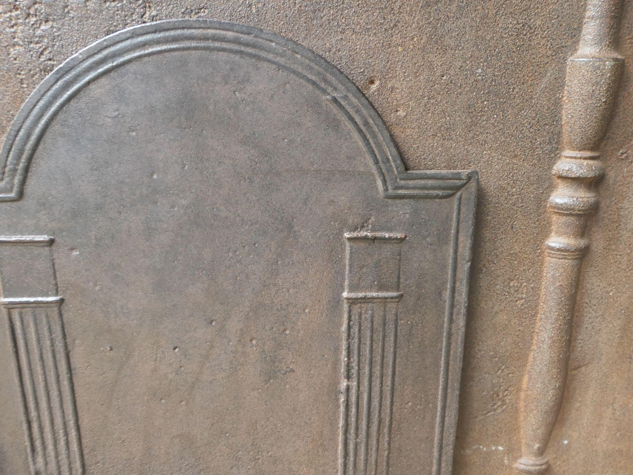 Iron French 'Pillars of Freedom' Fireback / Backsplash, Early 19th Century For Sale
