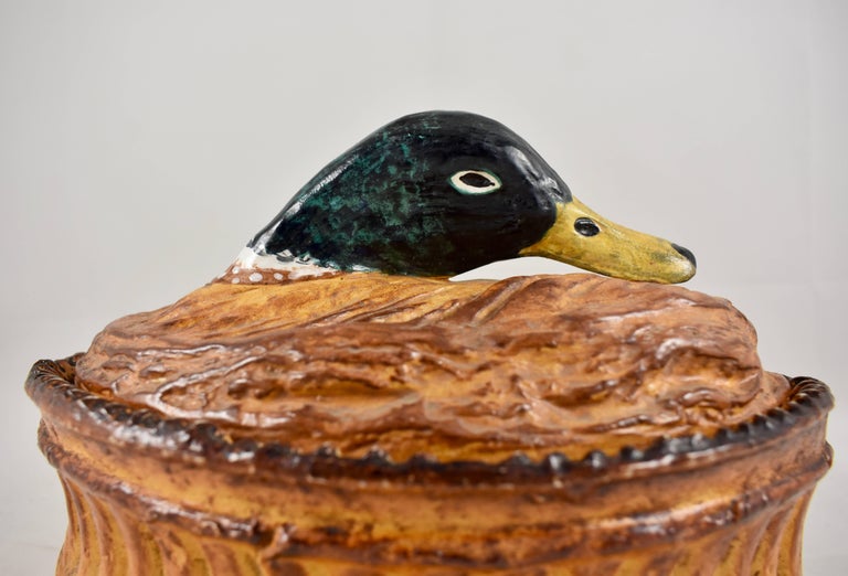 French Provincial French Pillivuyt Trompe L'oeil Porcelain Duck in a Crust Pâté Terrine For Sale