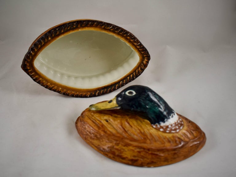 French Pillivuyt Trompe L'oeil Porcelain Duck in a Crust Pâté Terrine For Sale 1