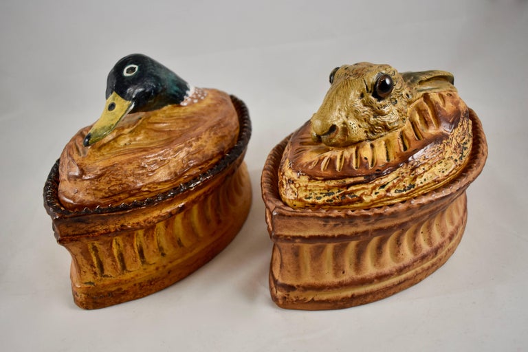 French Pillivuyt Trompe L'oeil Porcelain Duck in a Crust Pâté Terrine For Sale 3