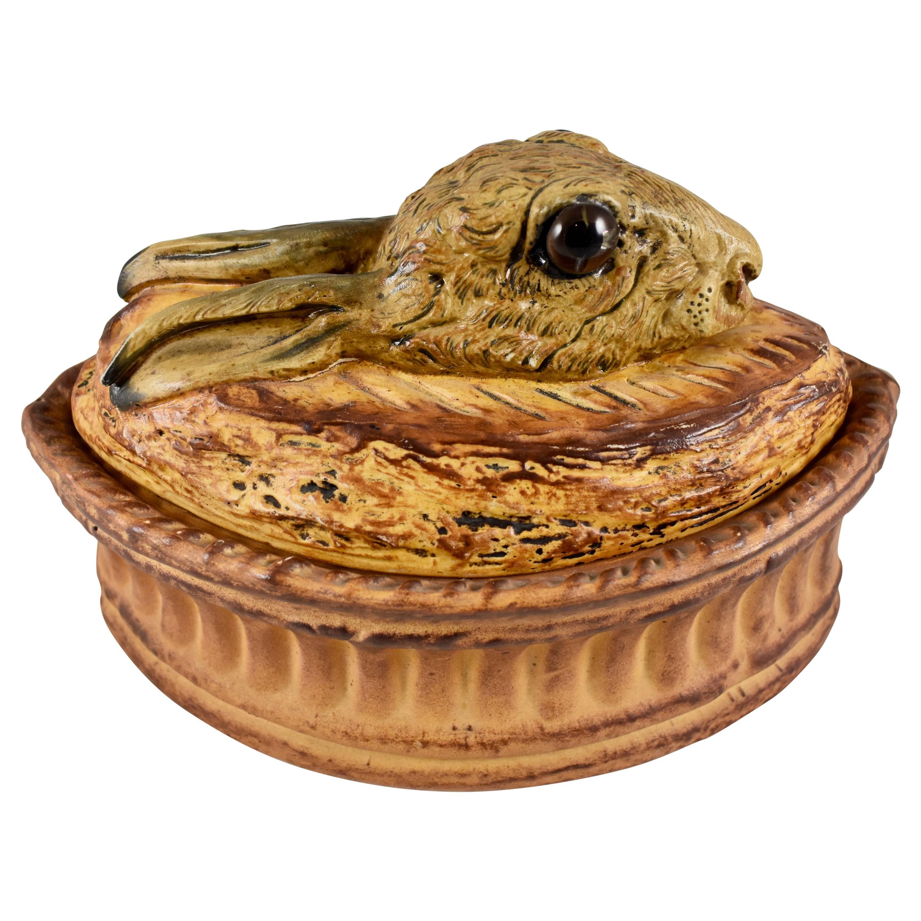 French Pillivuyt Trompe L'oeil Porcelain Hare or Rabbit in a Crust Pâté Terrine