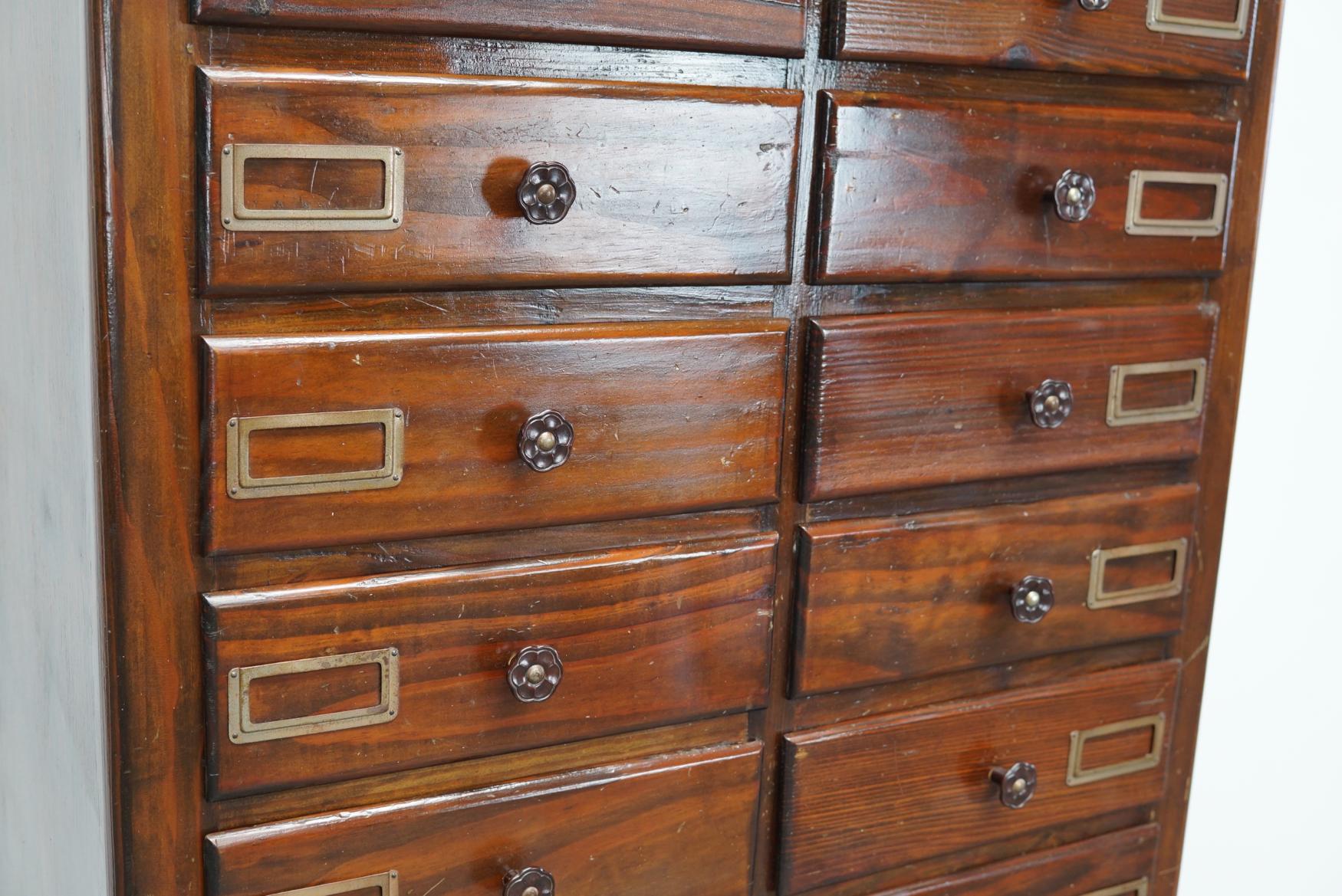 Industrial French Pine Apothecary Bank of Drawers, 1950s