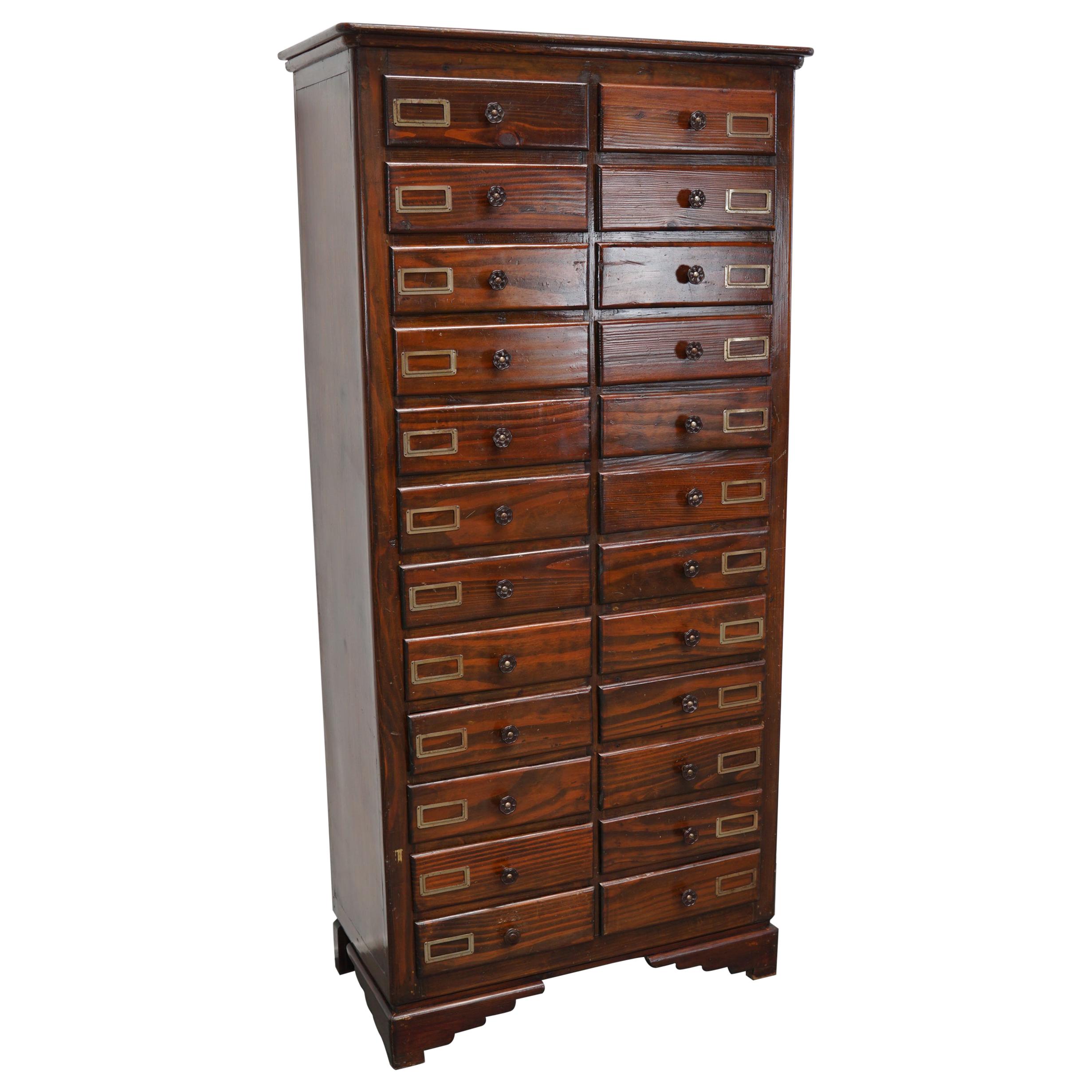French Pine Apothecary Bank of Drawers, 1950s