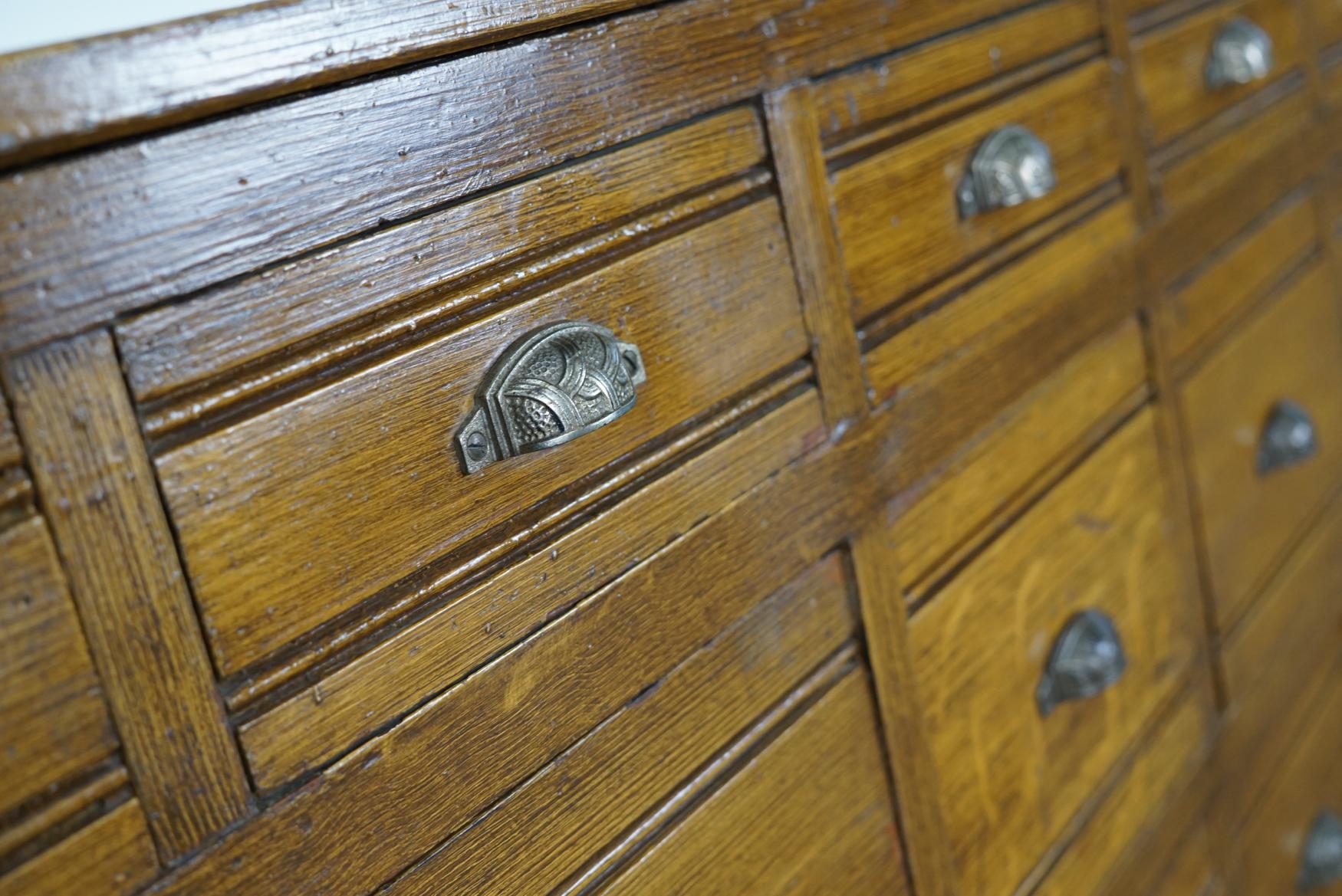 French Pine Apothecary Cabinet in Faux Oak Paint 4