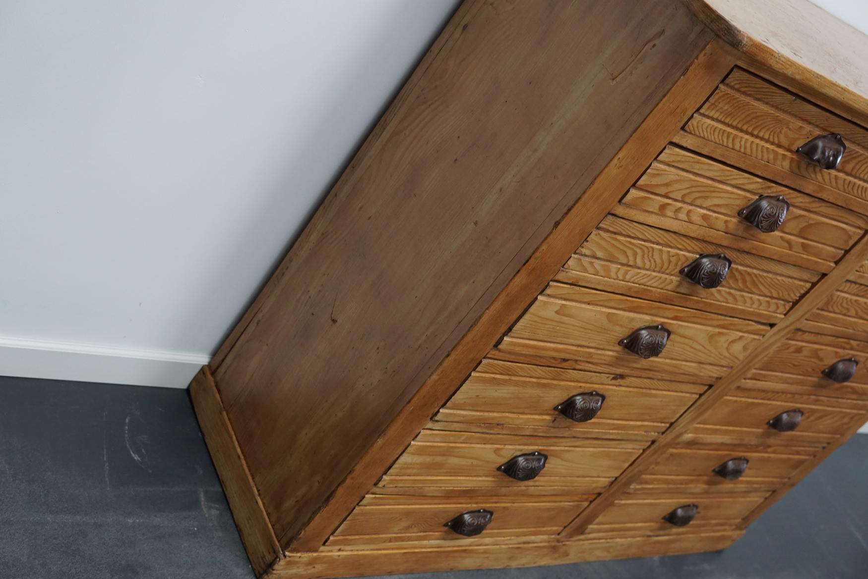 French Pine Apothecary Cabinet or Bank of Drawers, Early 20th Century 8