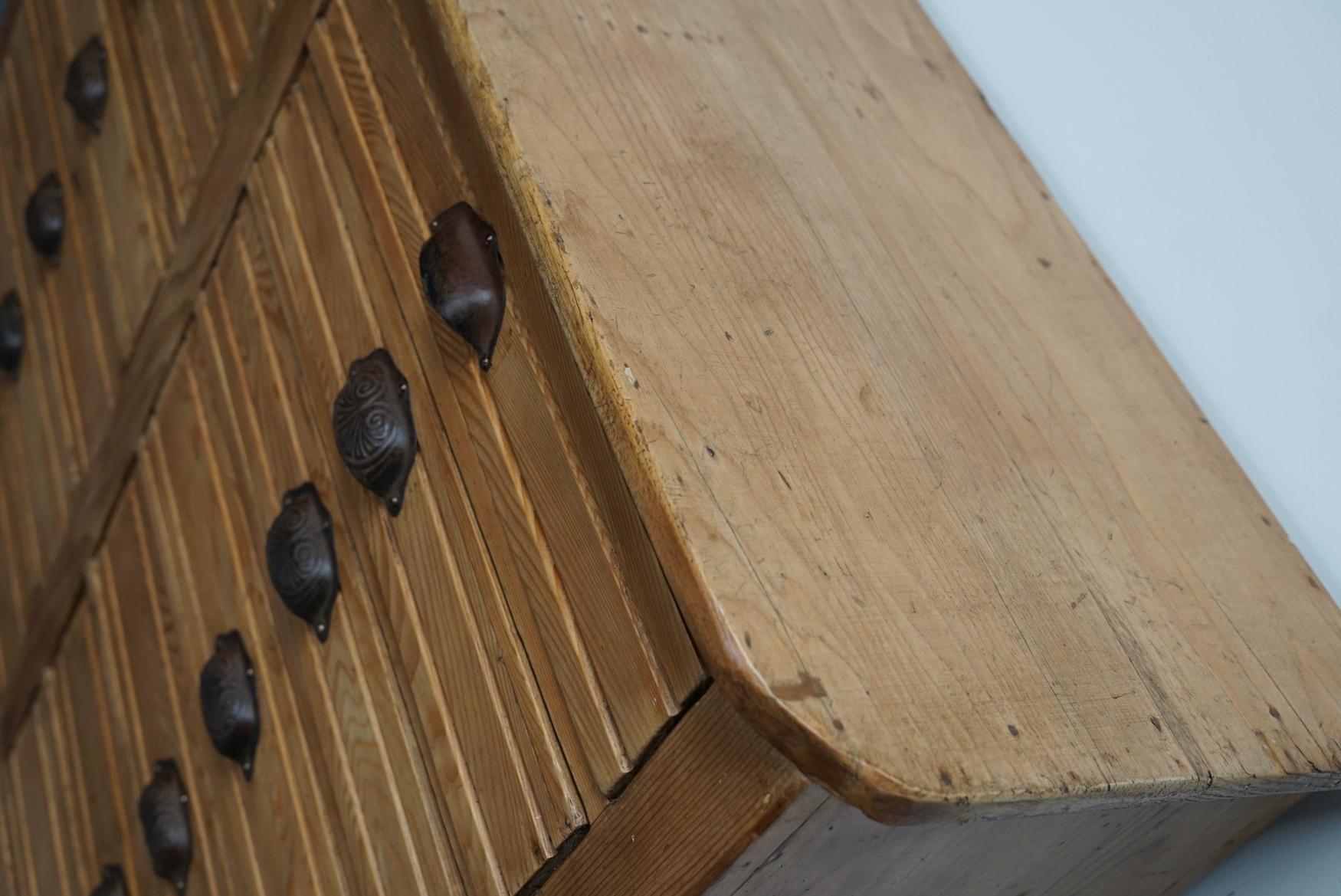 French Pine Apothecary Cabinet or Bank of Drawers, Early 20th Century 4