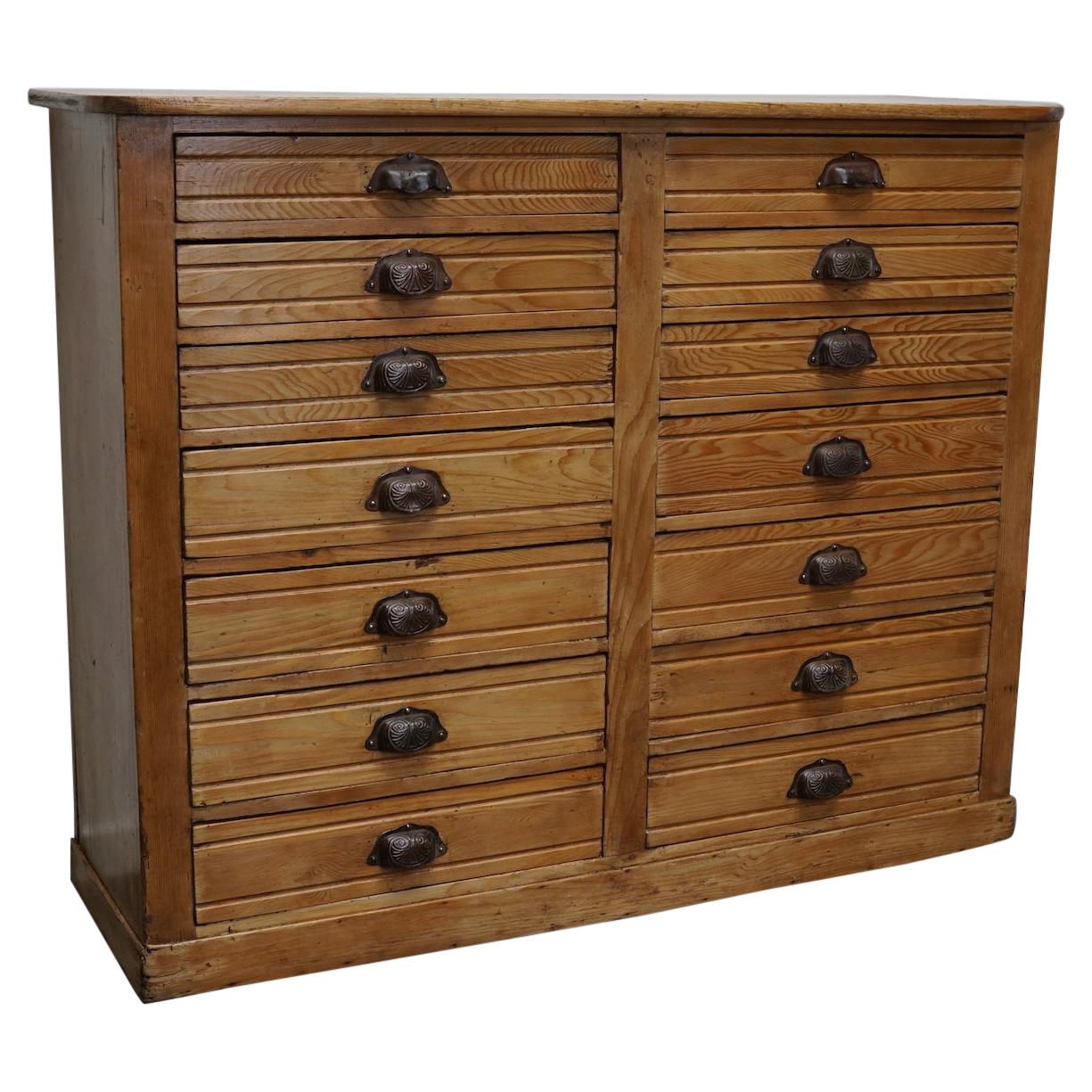 French Pine Apothecary Cabinet or Bank of Drawers, Early 20th Century