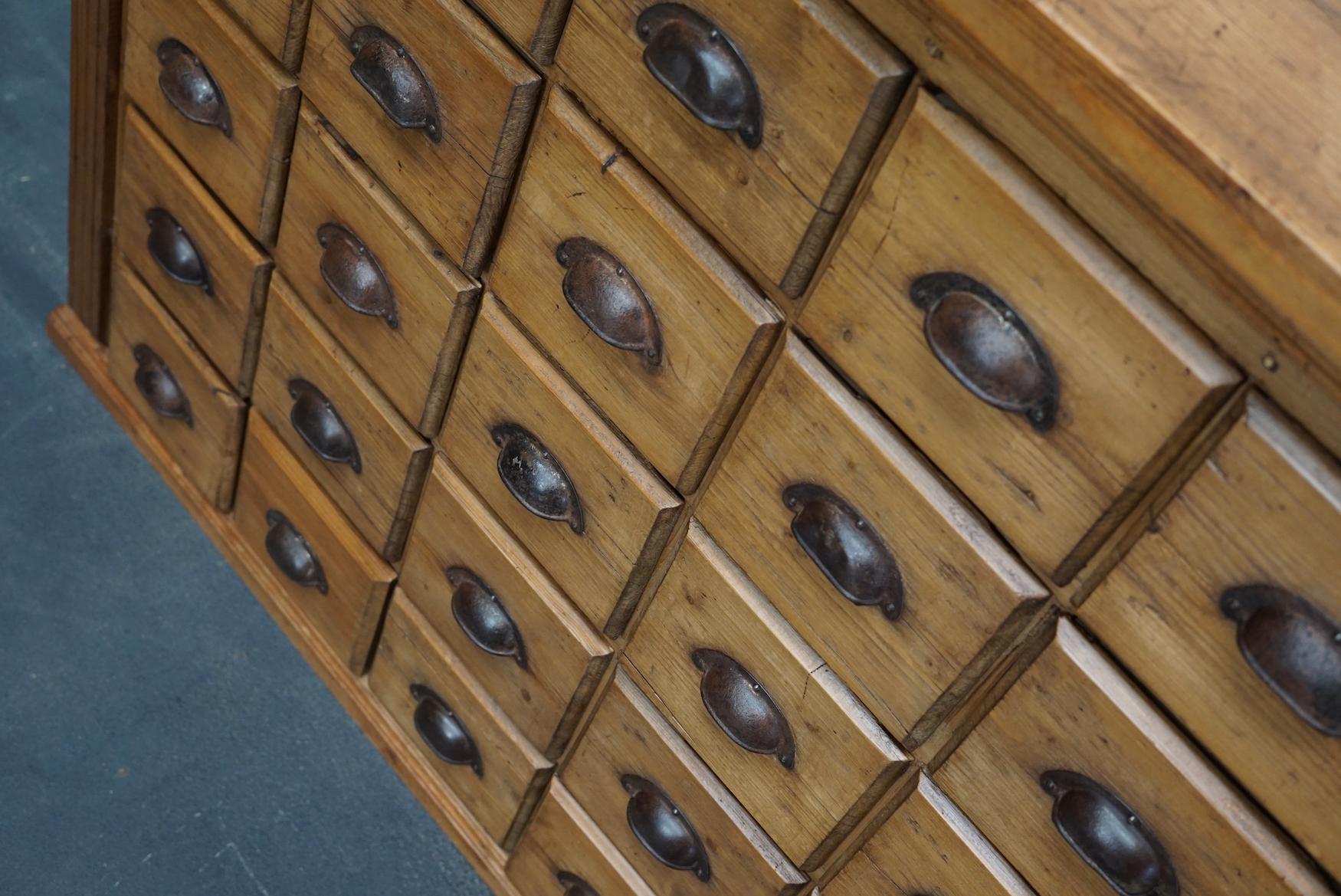 French Pine Apothecary Cabinet or Bank of Drawers, Mid 20th Century 7