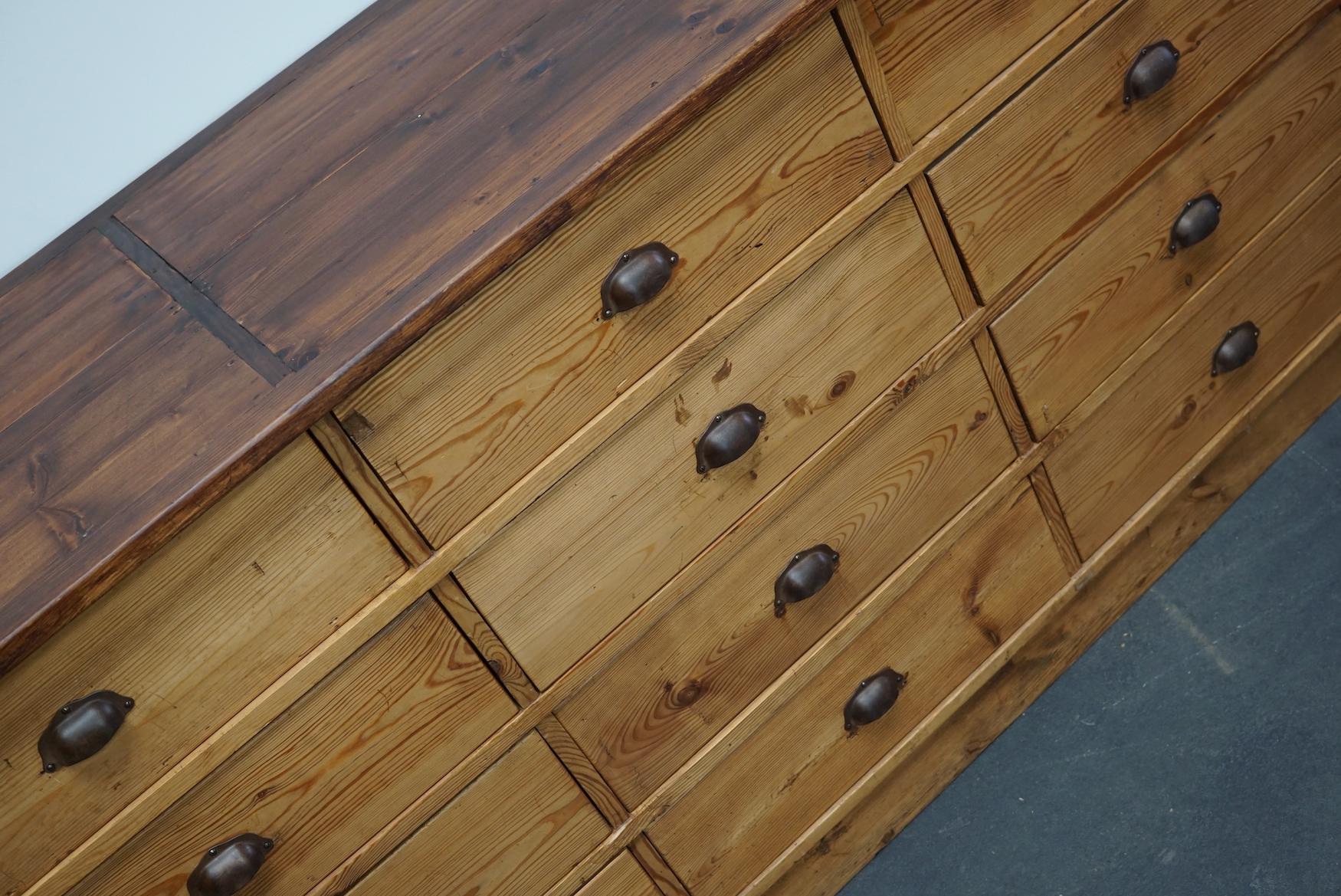 French Pine Apothecary Cabinet or Bank of Drawers, Mid 20th Century 8