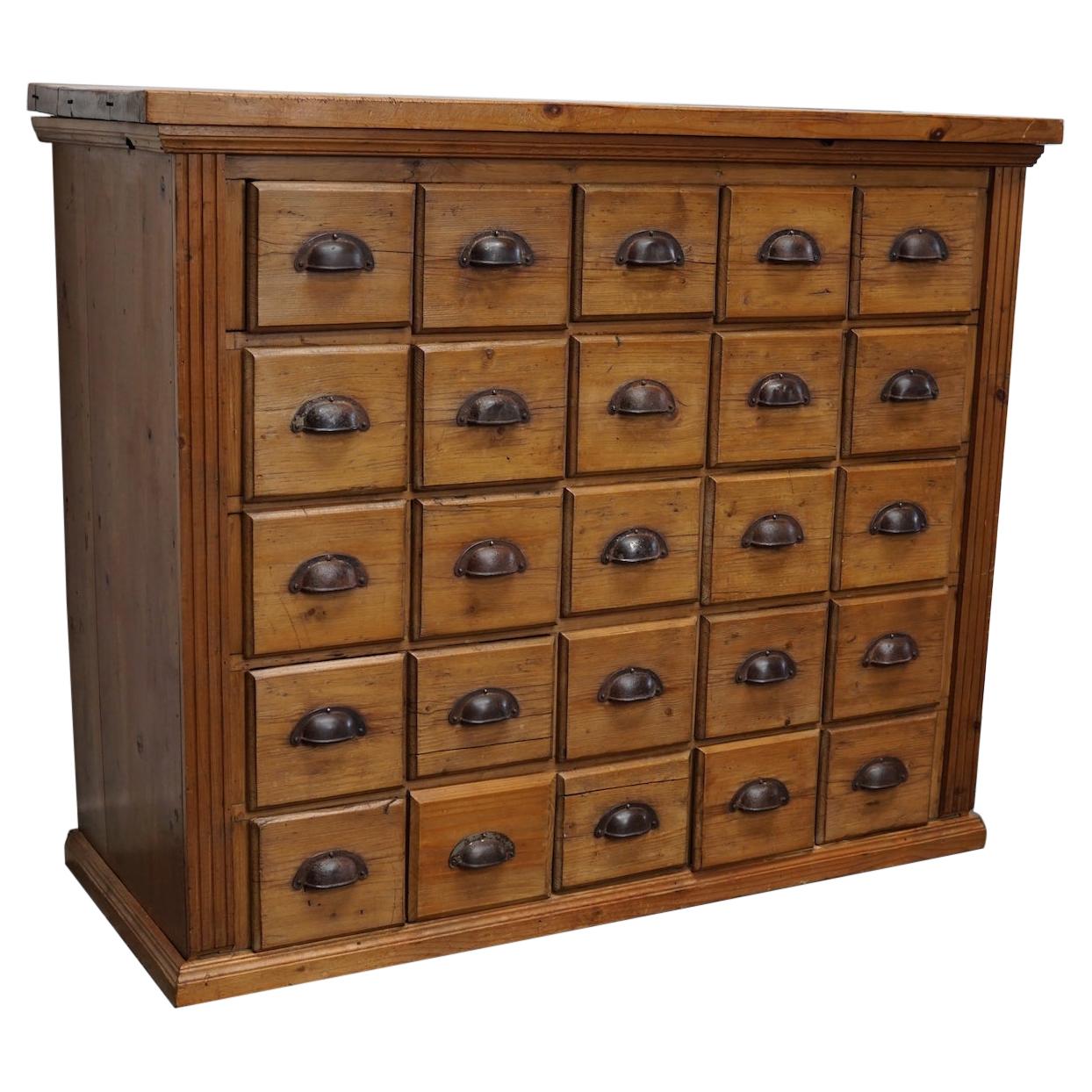French Pine Apothecary Cabinet or Bank of Drawers, Mid 20th Century