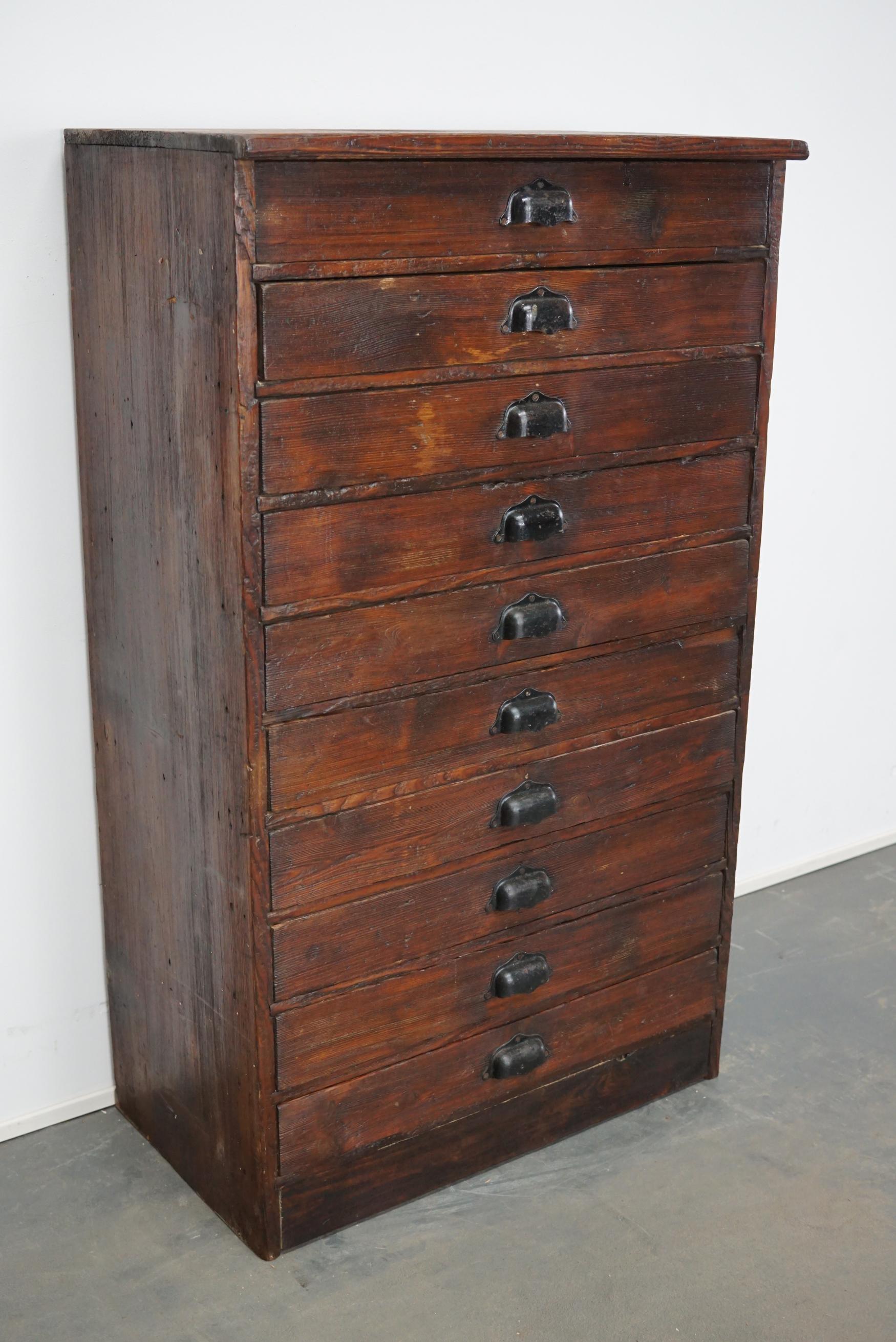 Industrial French Pine Apothecary Workshop Cabinet, circa 1950s