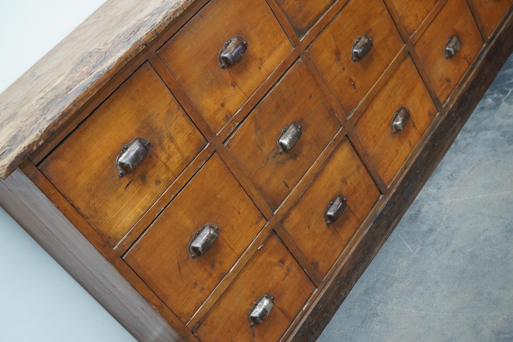 French Pine Apothecary Workshop Cabinet / Sideboard, circa 1950s In Good Condition In Nijmegen, NL