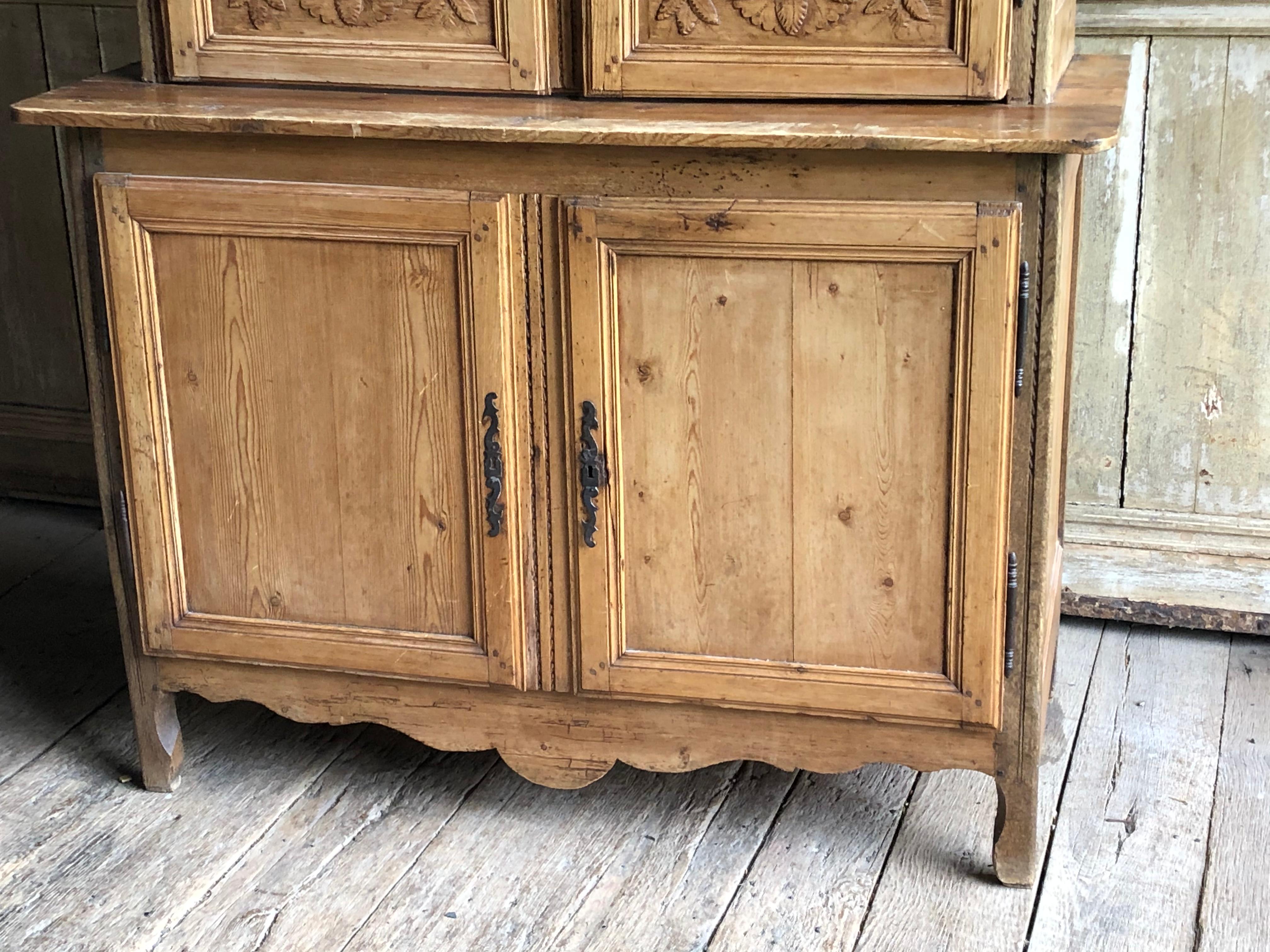 Louis XV French Pine Buffet a Deux Corps, C. 1800 For Sale