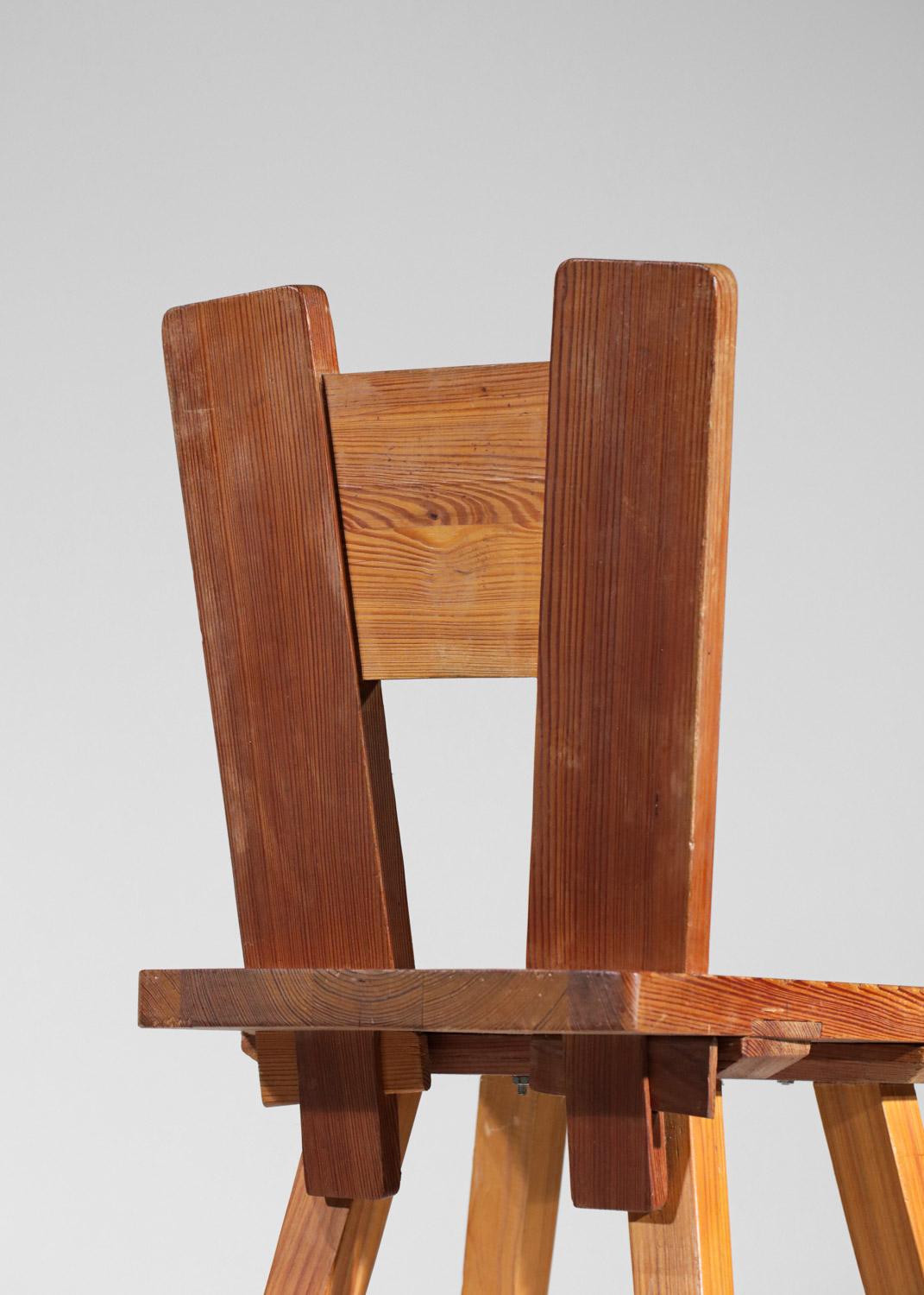 Mid-Century Modern French Pine chair 1960s style Christian Durupt Henry Jacques Le Même perriand