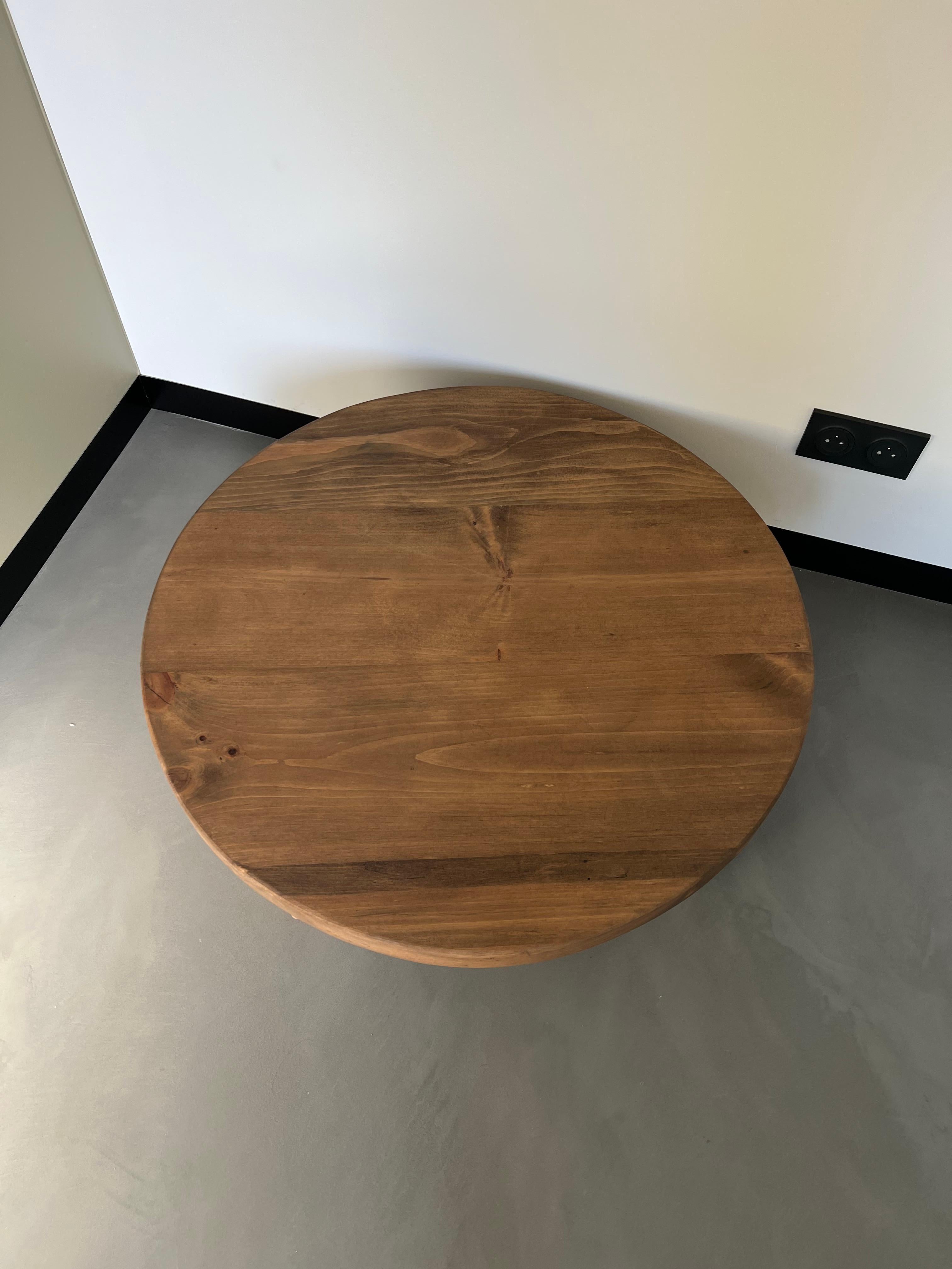 Table basse en pin français, années 1950, Les Arcs Spirit en vente 11