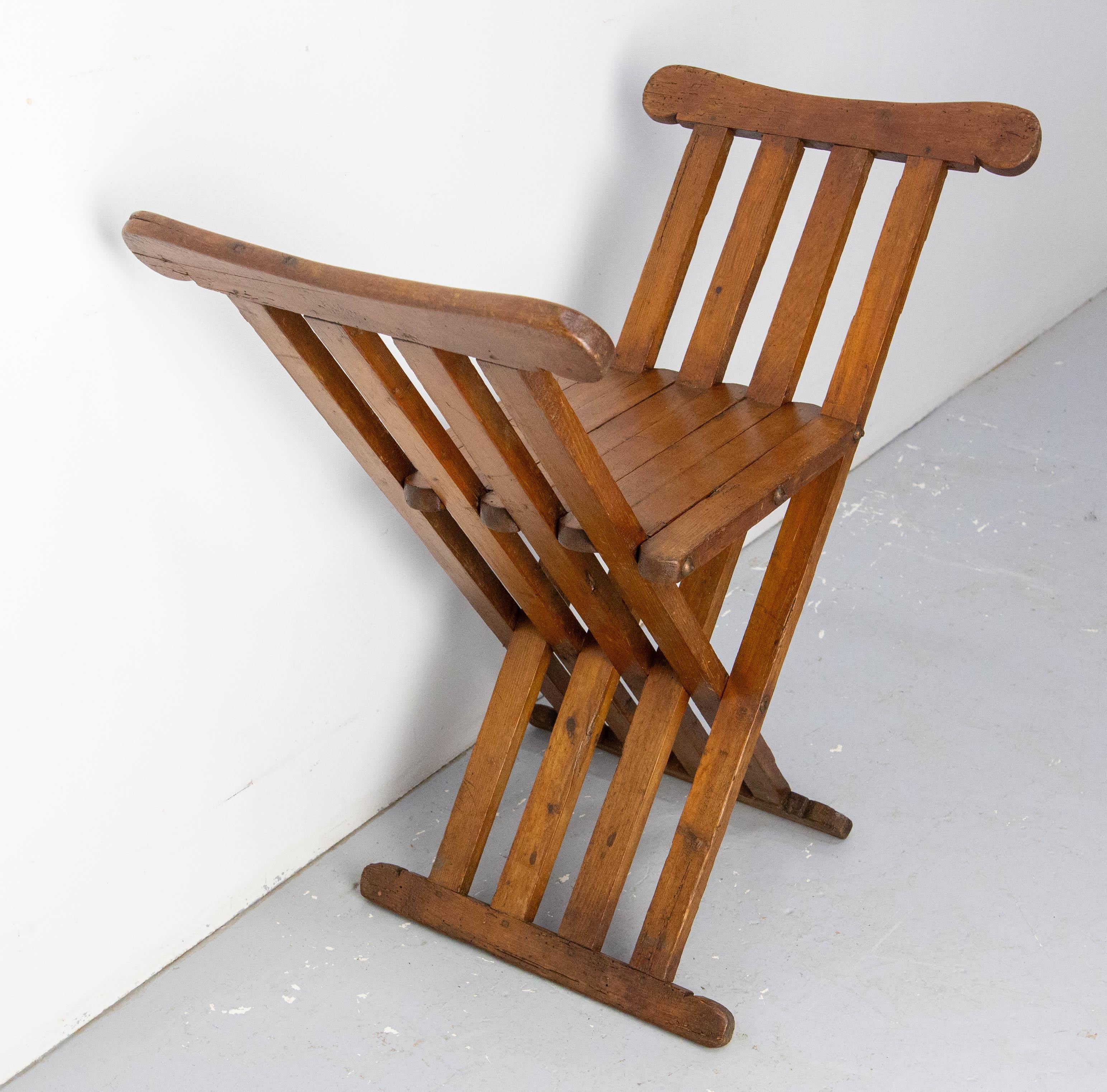 XX secolo Poltrona pieghevole in pino francese Curule o Dagobert, francese, circa 1960 in vendita