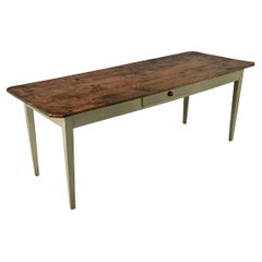 French Pine Dining Table with Painted Base