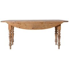 Vintage French Pine Drop-Leaf Table with Spindle Legs