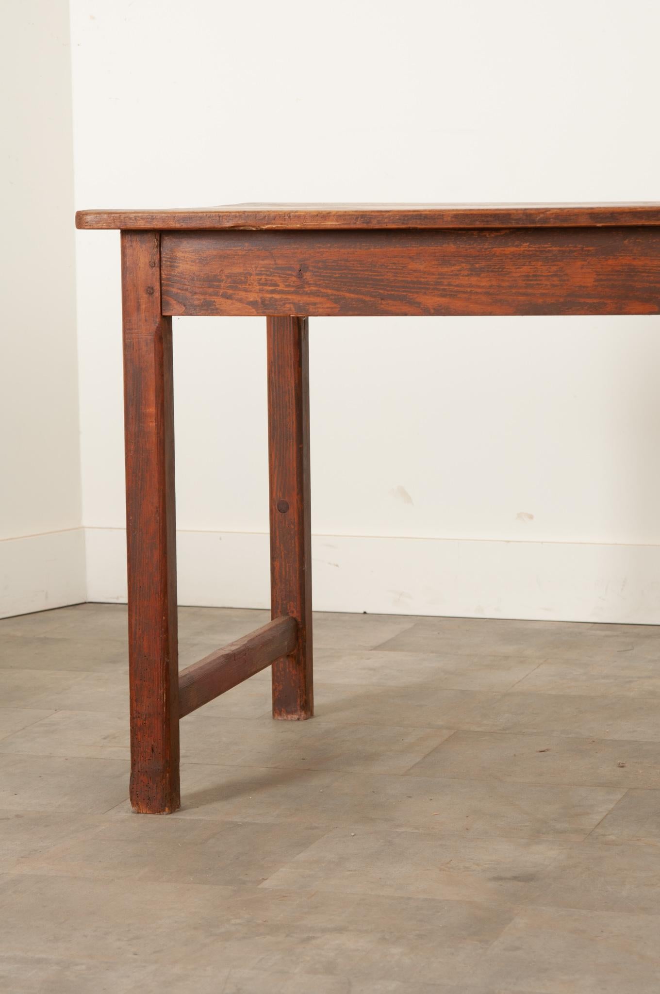 Hand-Crafted French Pine Farm Table from Burgundy For Sale