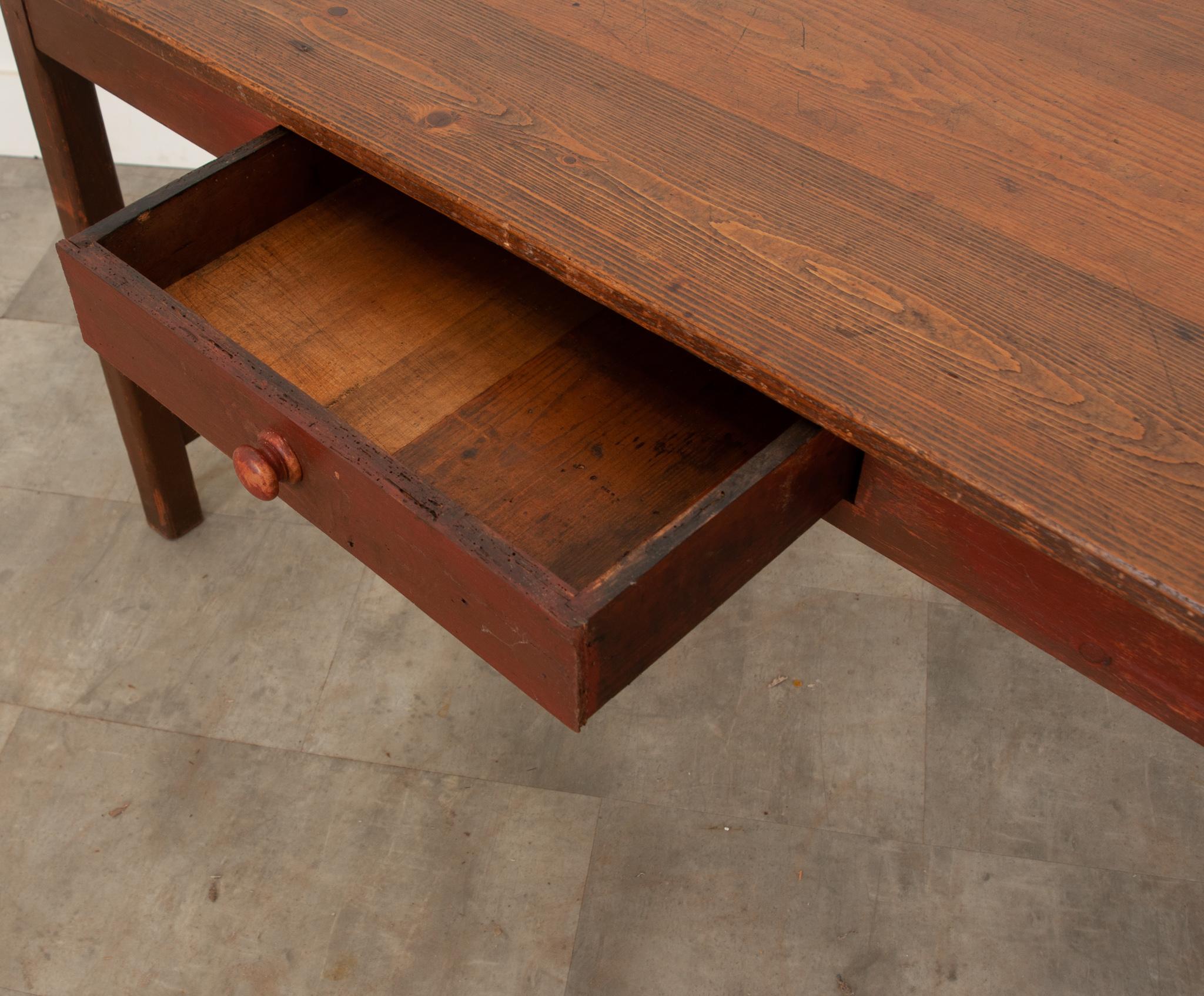Hardwood French Pine Farm Table from Burgundy For Sale