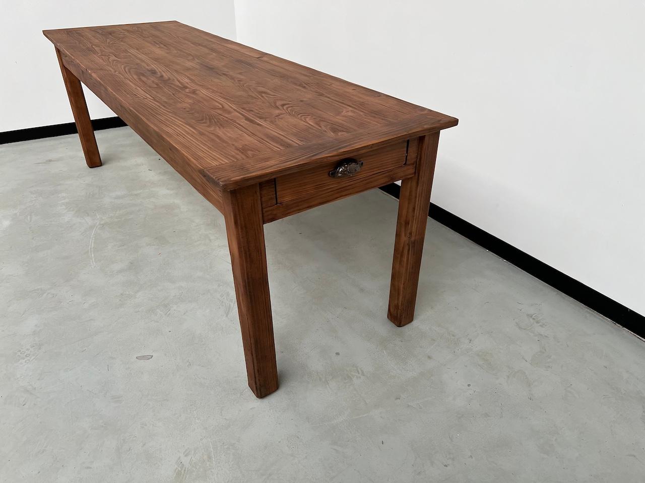 French pine farmhouse table 223 cm, 1970s For Sale 2