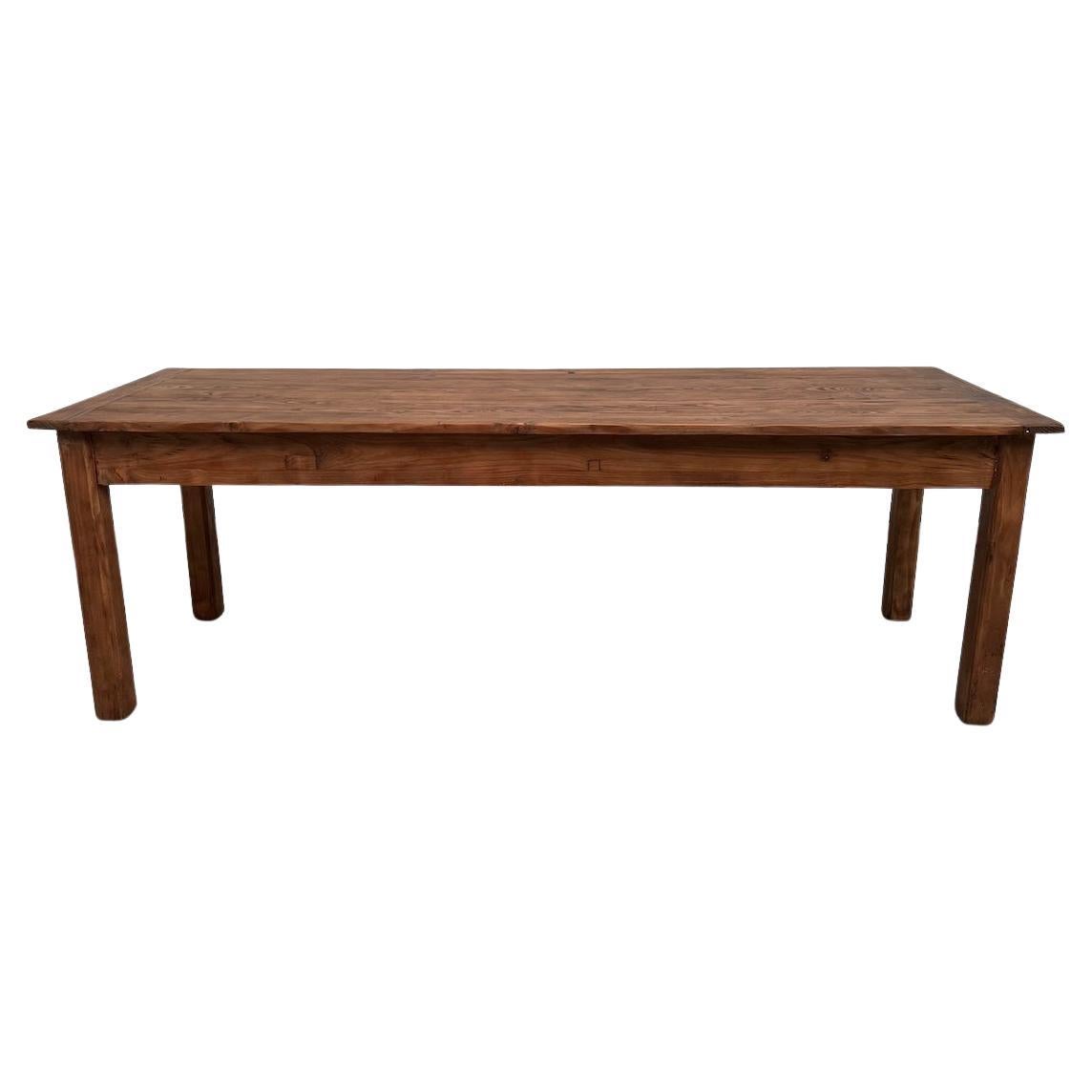 French pine farmhouse table 223 cm, 1970s For Sale