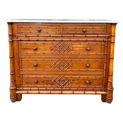 French pine faux bamboo marble top chest 