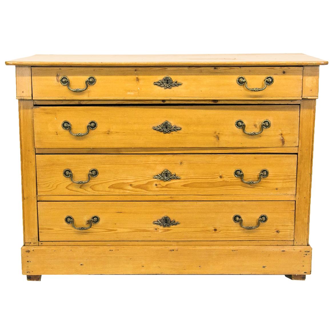 French Pine Four-Drawer Chest For Sale