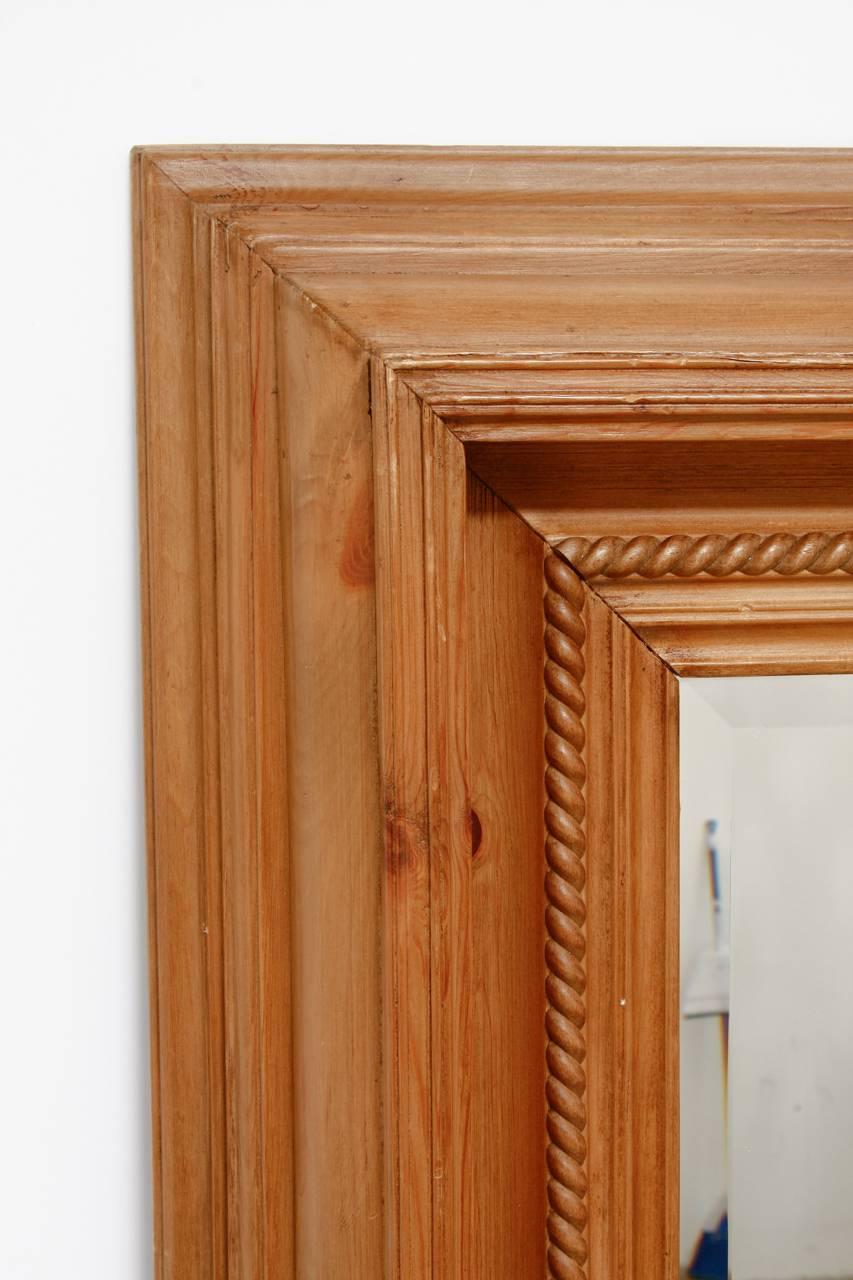 Country French Pine Rope Twist Beveled Mirror