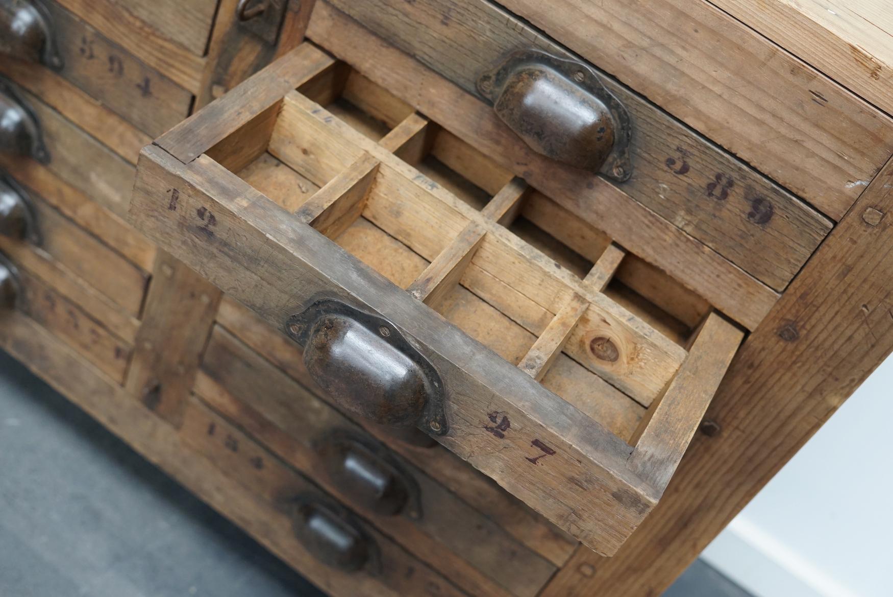 French Pine Rustic Apothecary Workshop Cabinet, circa 1950s 6