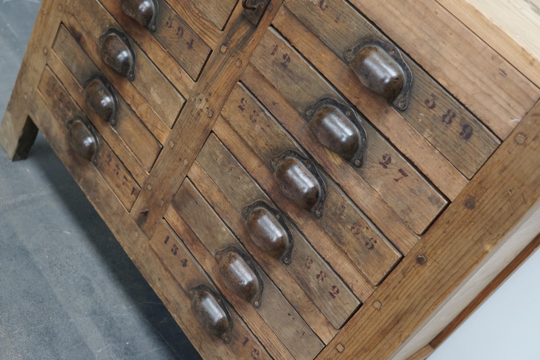 French Pine Rustic Apothecary Workshop Cabinet, circa 1950s 3
